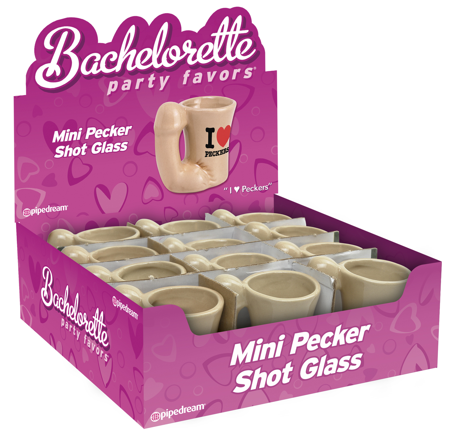 bachelorette party favors mini pecker shot glass display  piece 