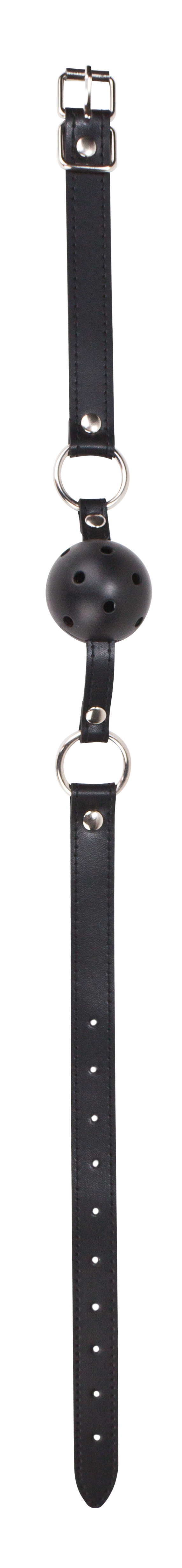 ball gag with leather straps black 