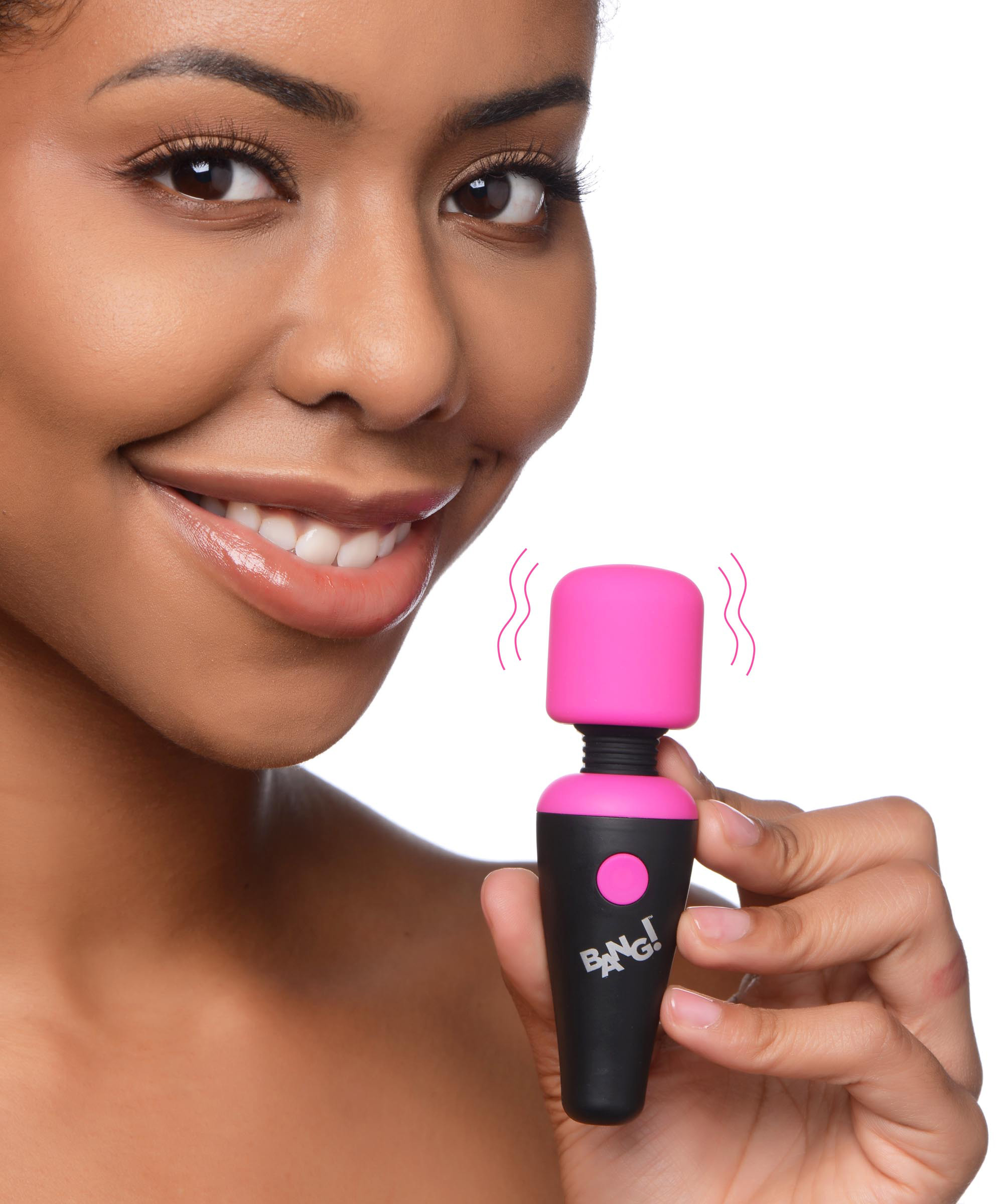 bang x vibrating mini silicone wand pink 