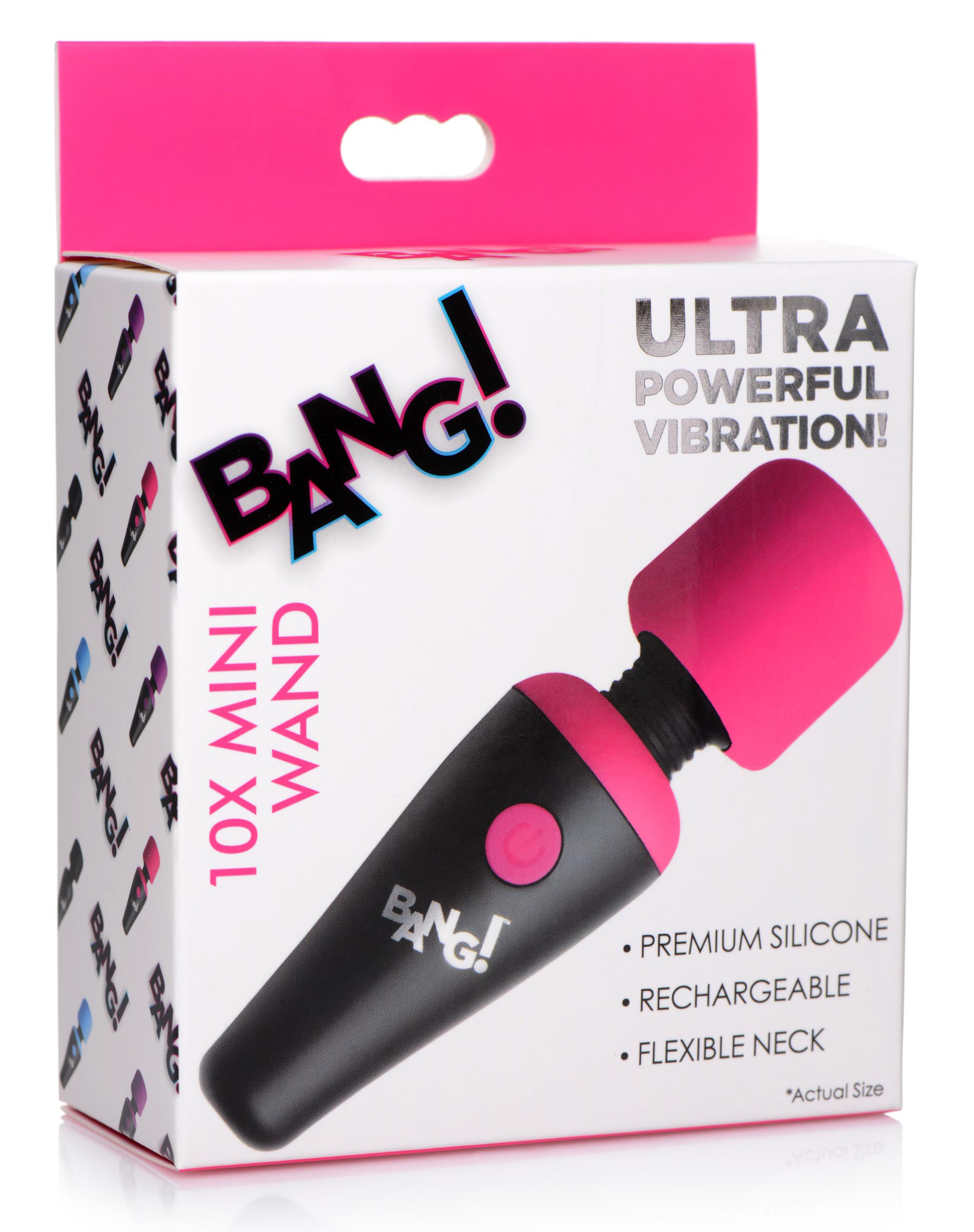 bang x vibrating mini silicone wand pink 