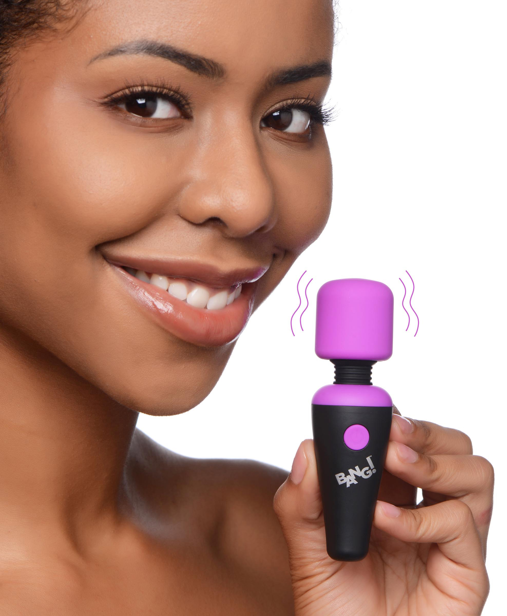 bang x vibrating mini silicone wand purple 