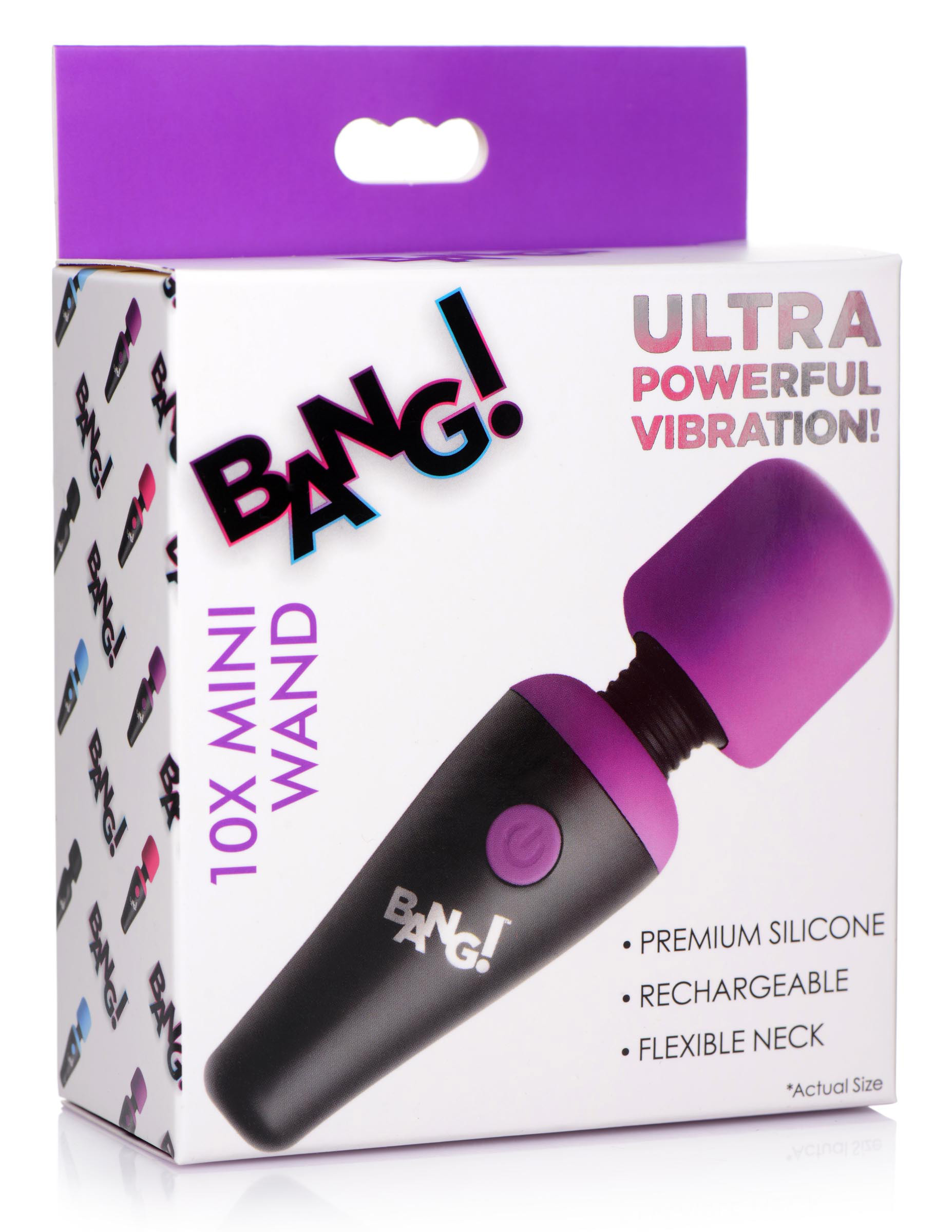 bang x vibrating mini silicone wand purple 