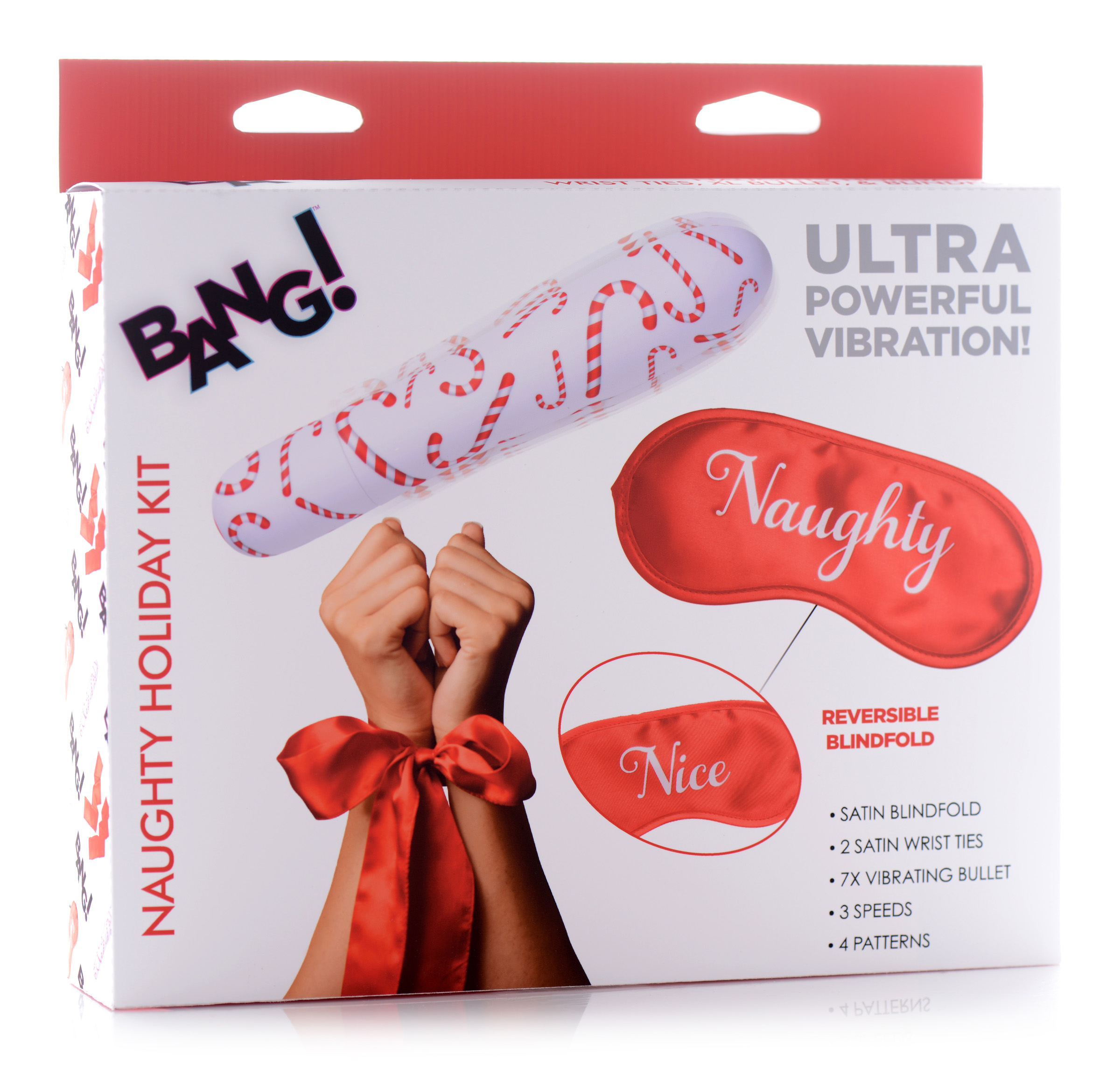 bang naughty holiday kit wrist ties xl bullet  and blindfold 