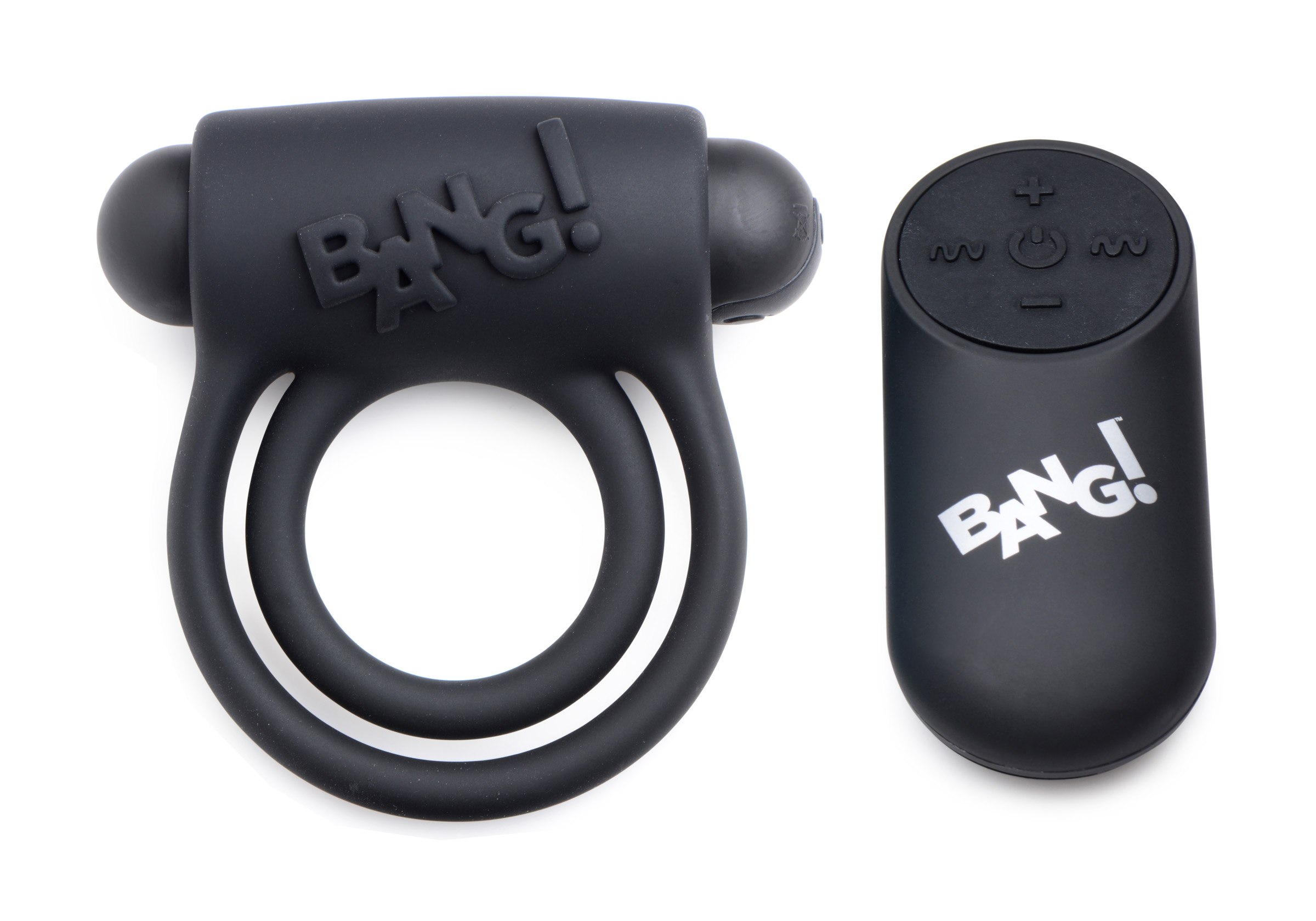 bang silicone cock ring and bullet with remote  control black 