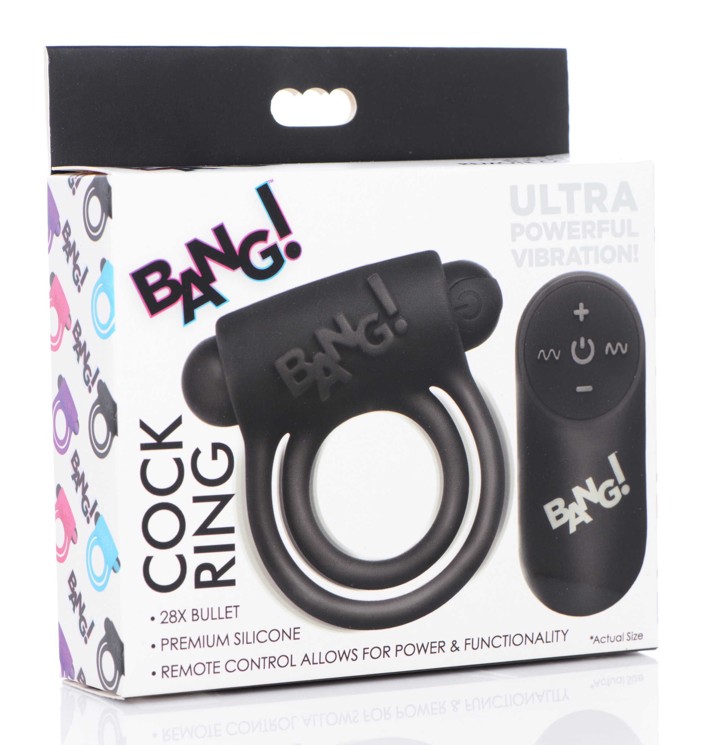 bang silicone cock ring and bullet with remote  control black 