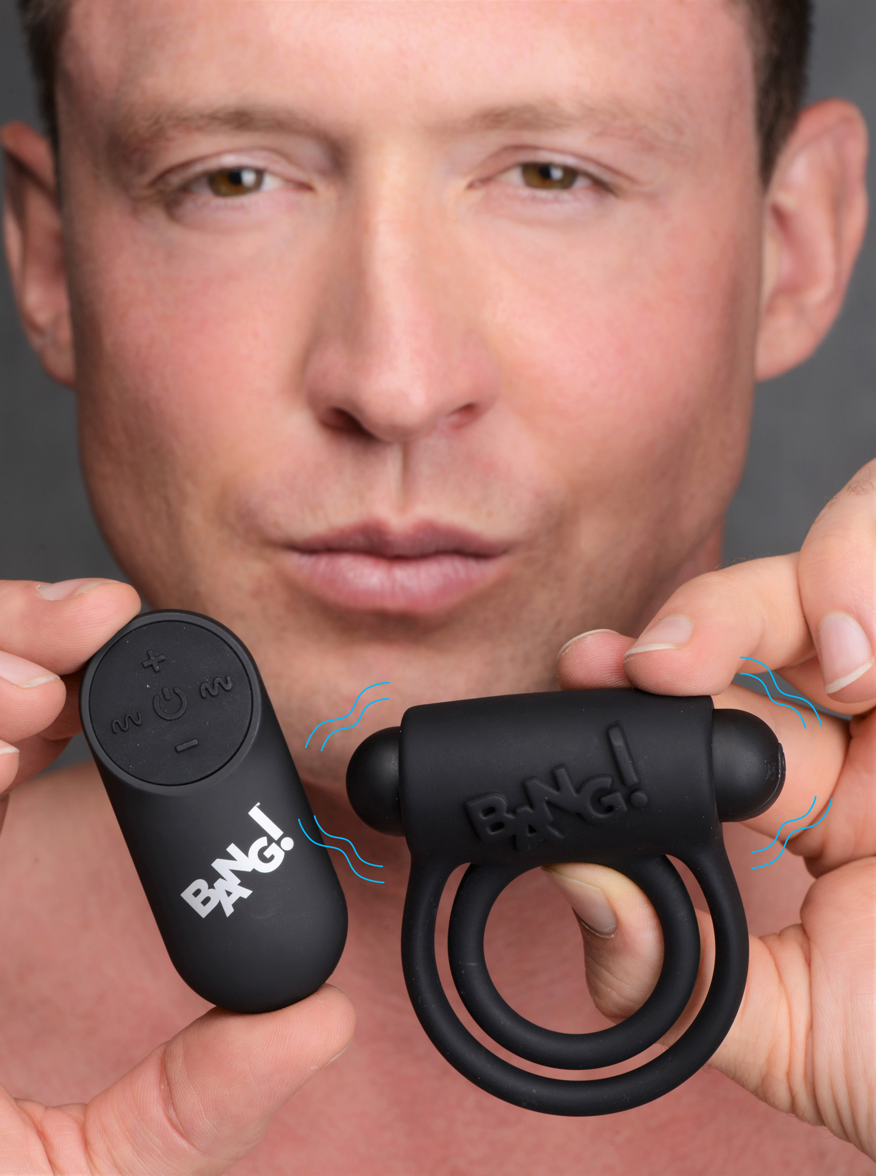 bang silicone cock ring and bullet with remote  control black 