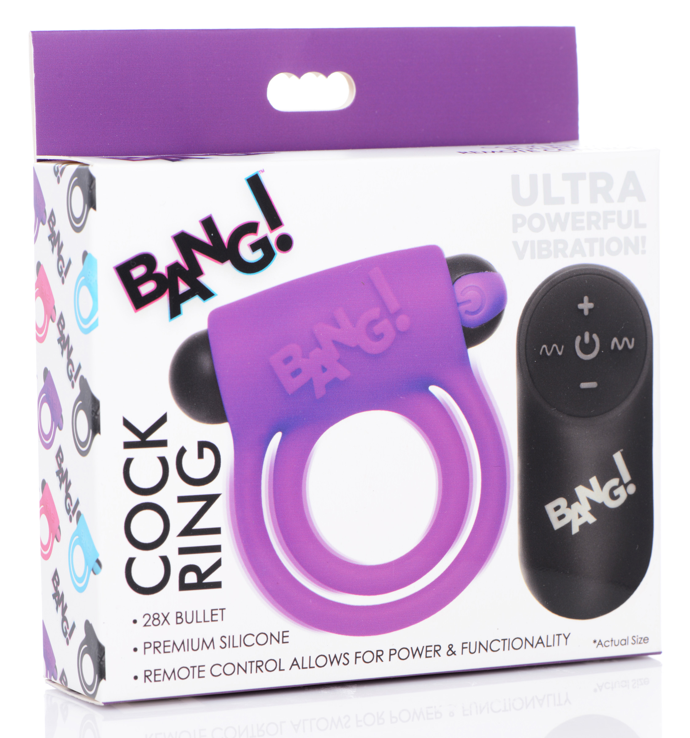 bang silicone cock ring and bullet with remote control purple 