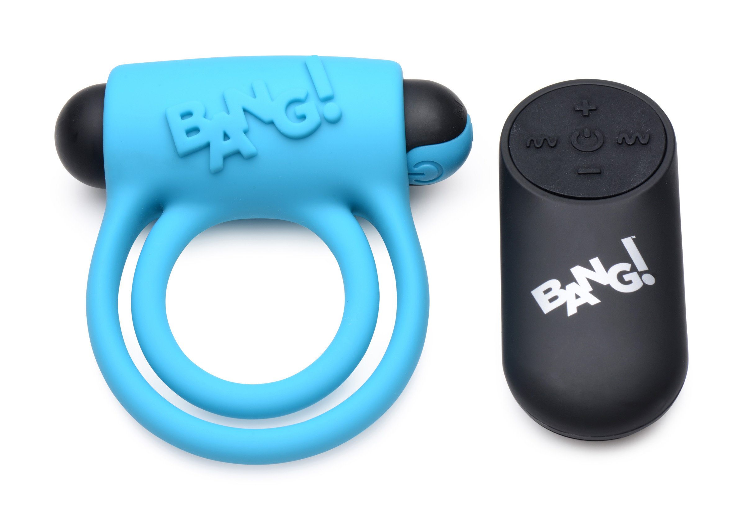 bang silicone cockring and bullet with remote control blue 