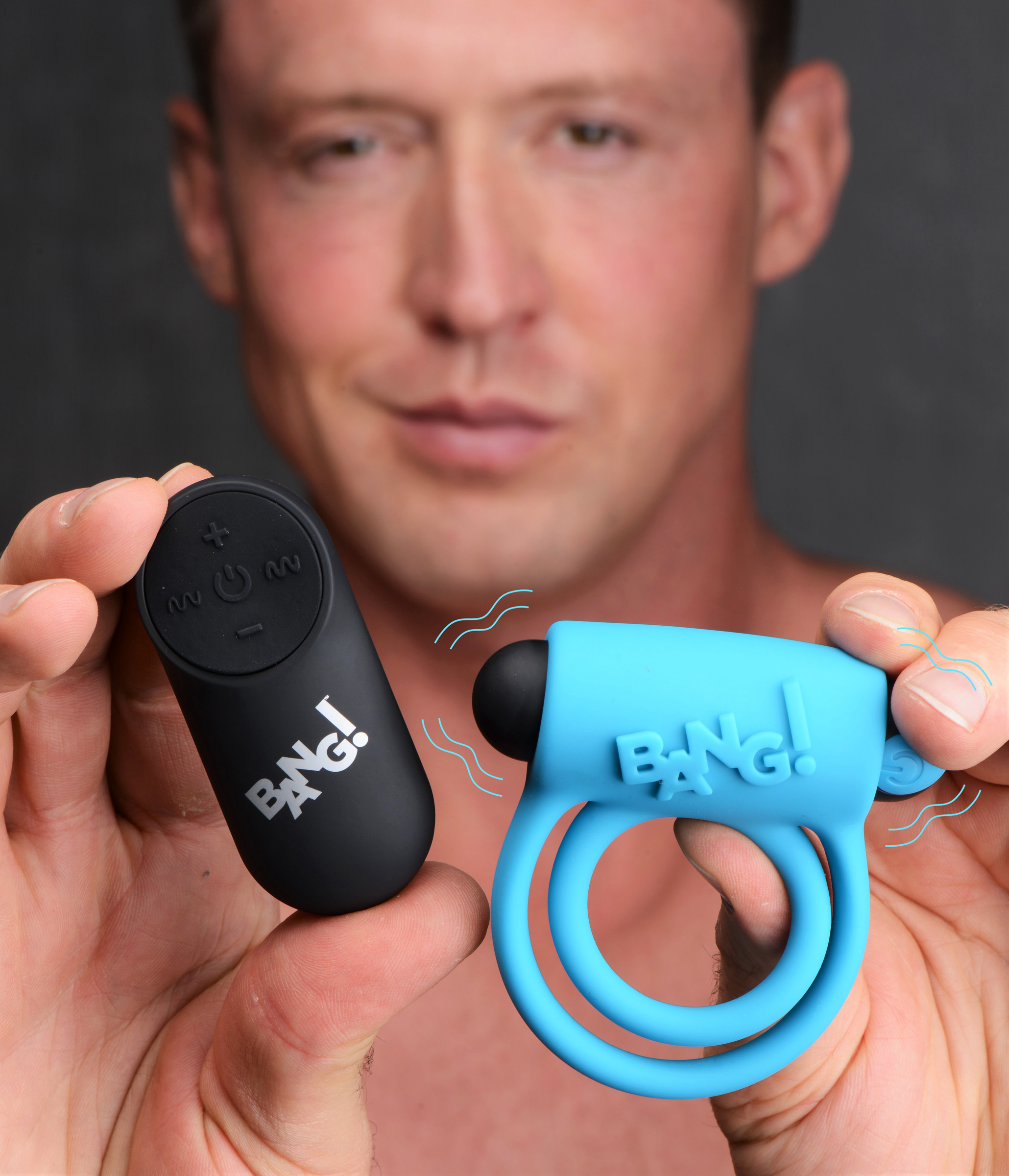 bang silicone cockring and bullet with remote control blue 