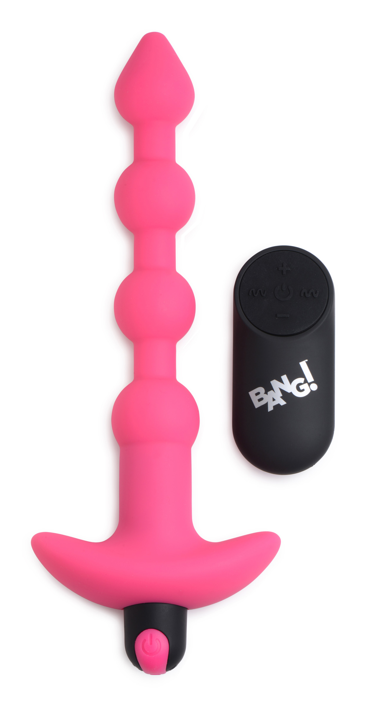 bang vibrating silicone anal beads and remote control pink 