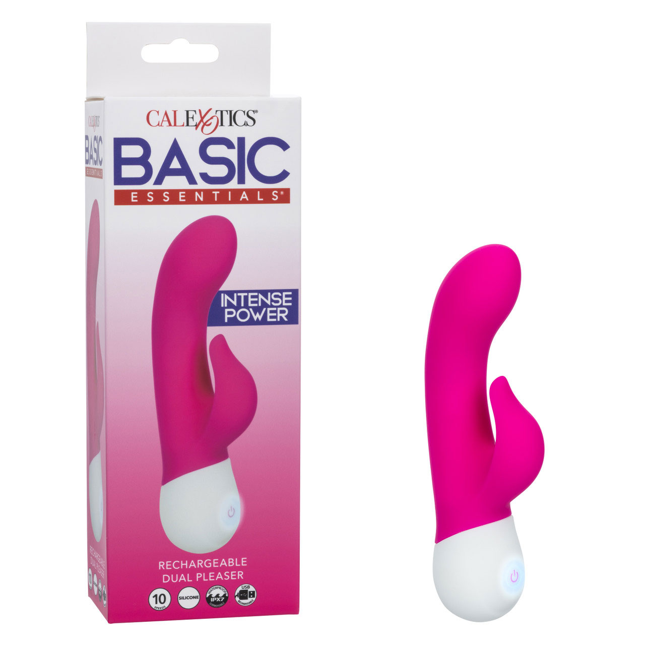 basic essentials rechargeable dual pleaser pink 