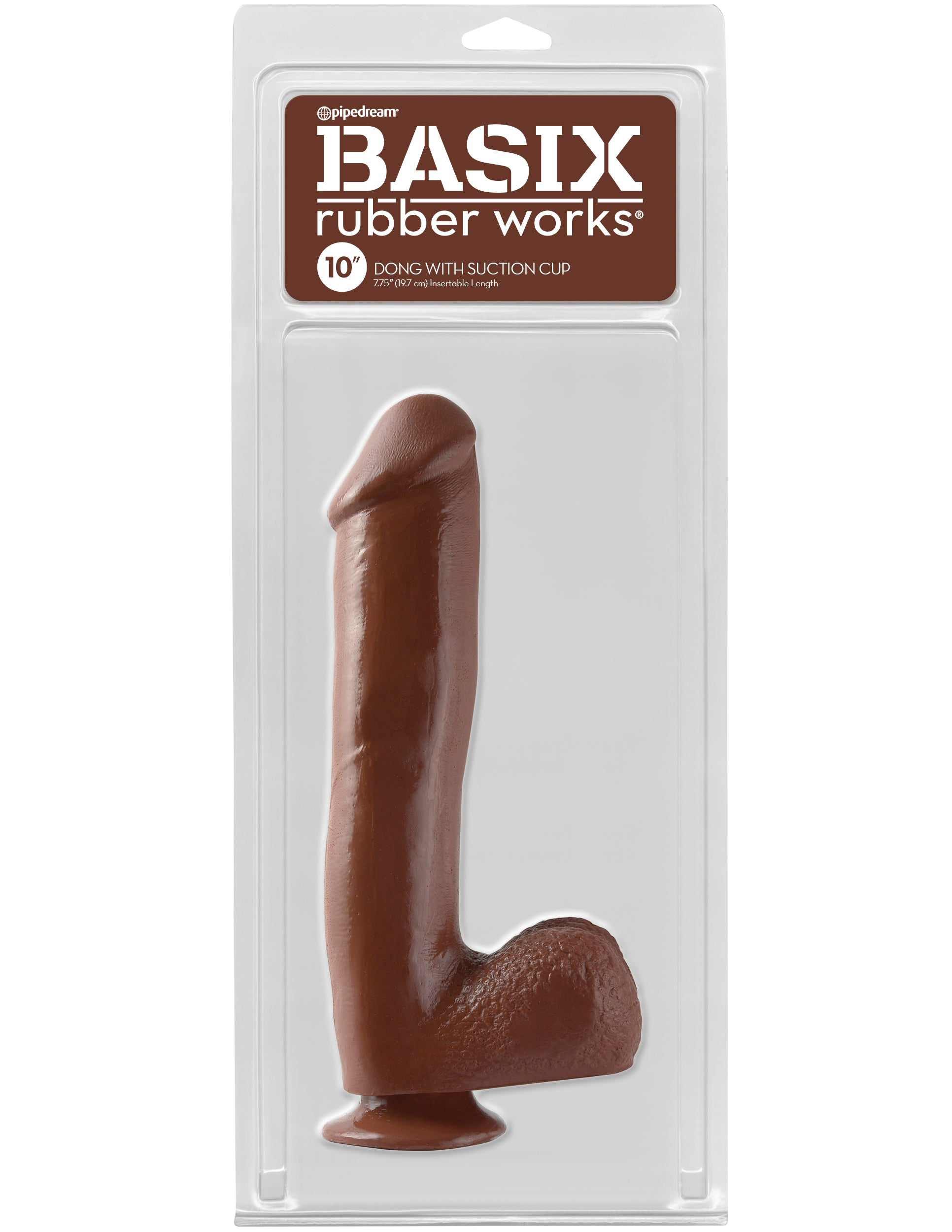 basix rubber works  inch dong with suction brown 