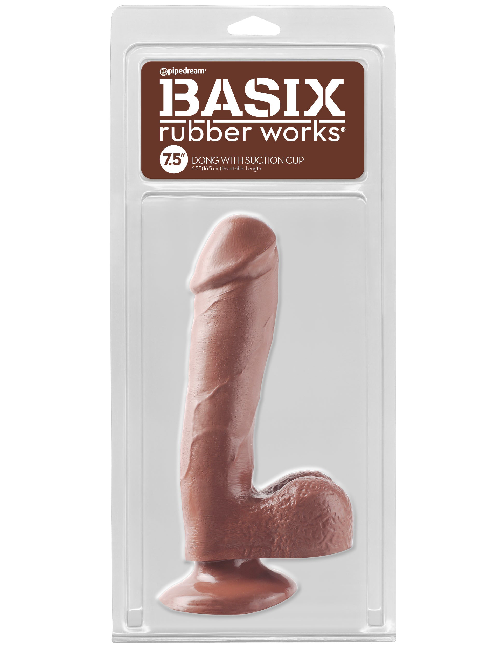 basix rubber works  inch dong with suction cup brown 