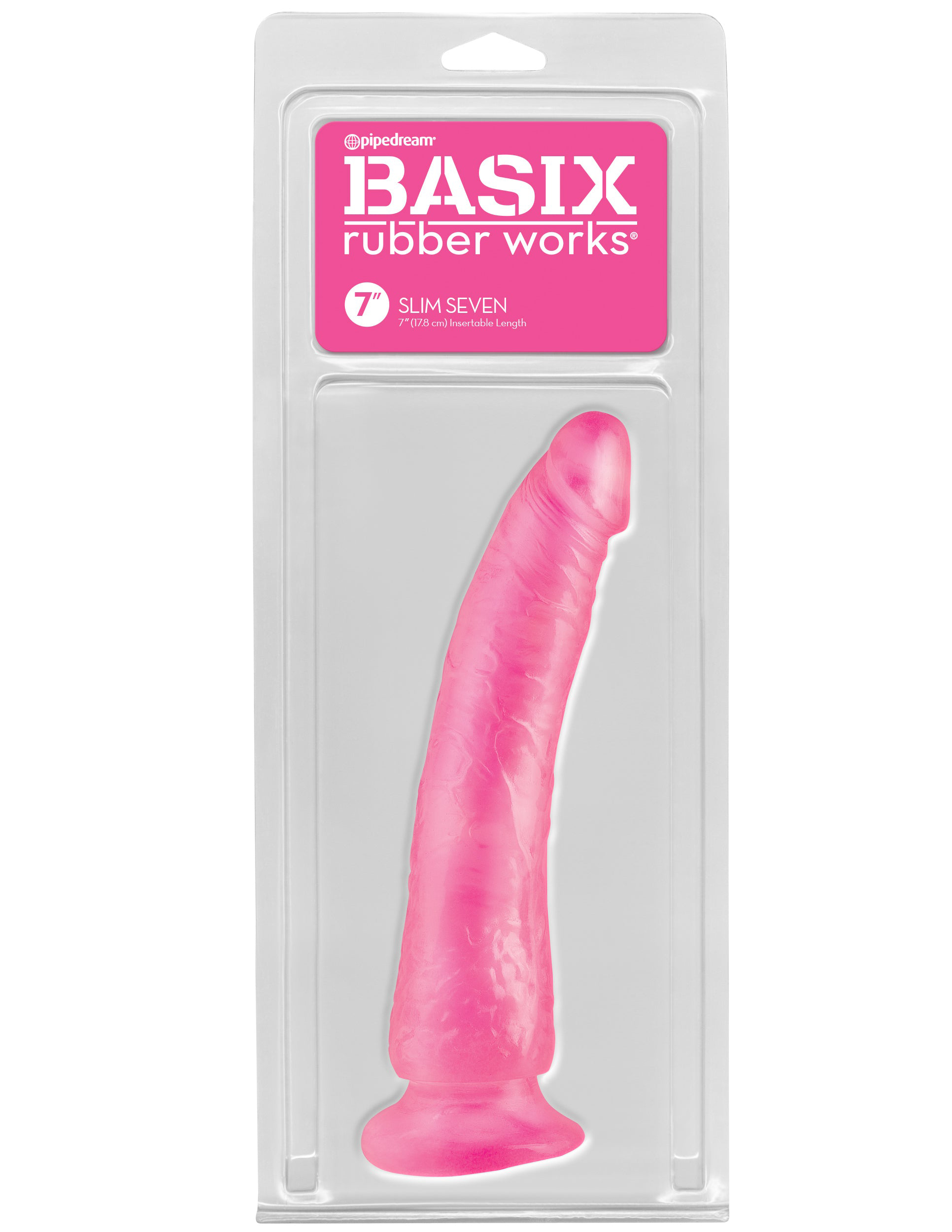 basix rubber works slim  inch with suction cup pink 