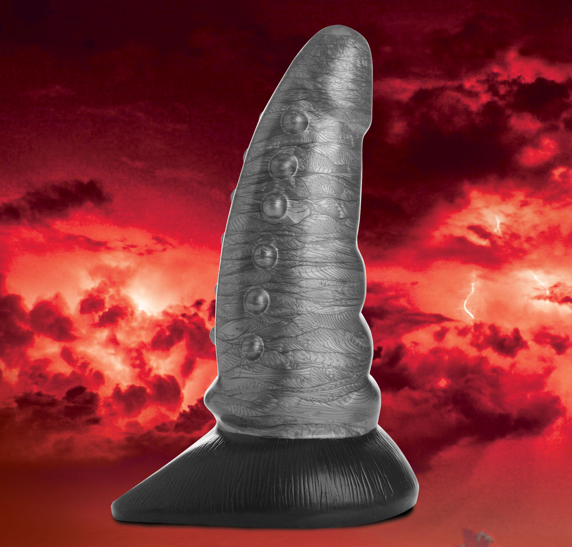 beastly tapered bumpy silicone dildo silver 