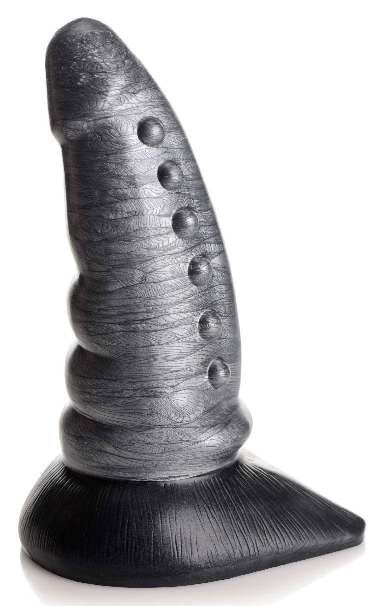 beastly tapered bumpy silicone dildo silver 