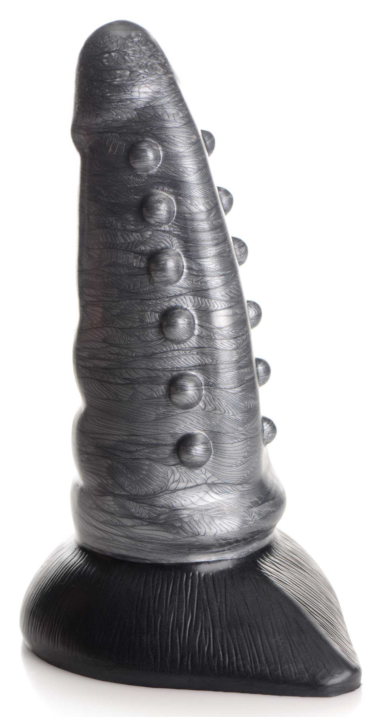 beastly tapered bumpy silicone dildo silver 