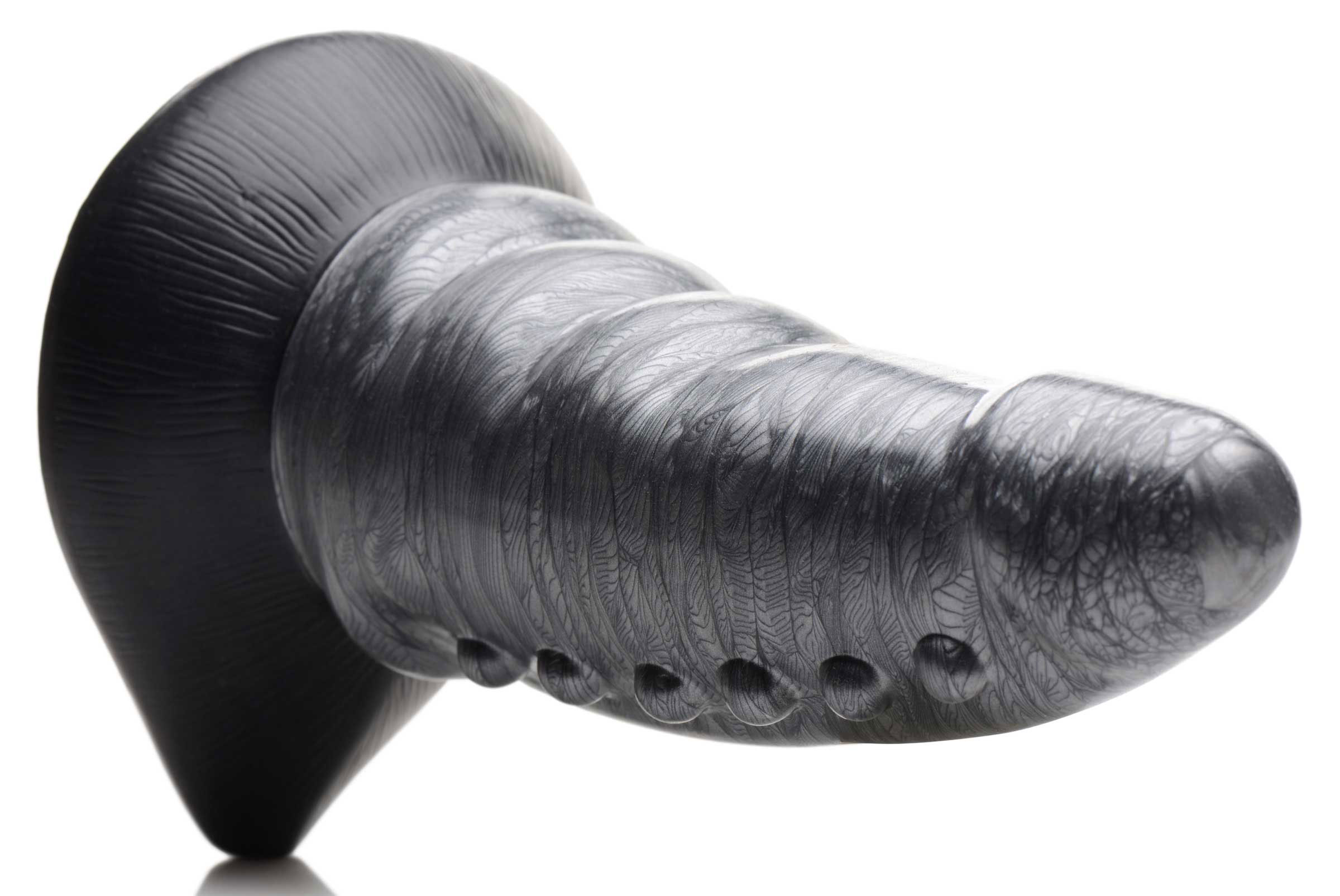 beastly tapered bumpy silicone dildo silver 