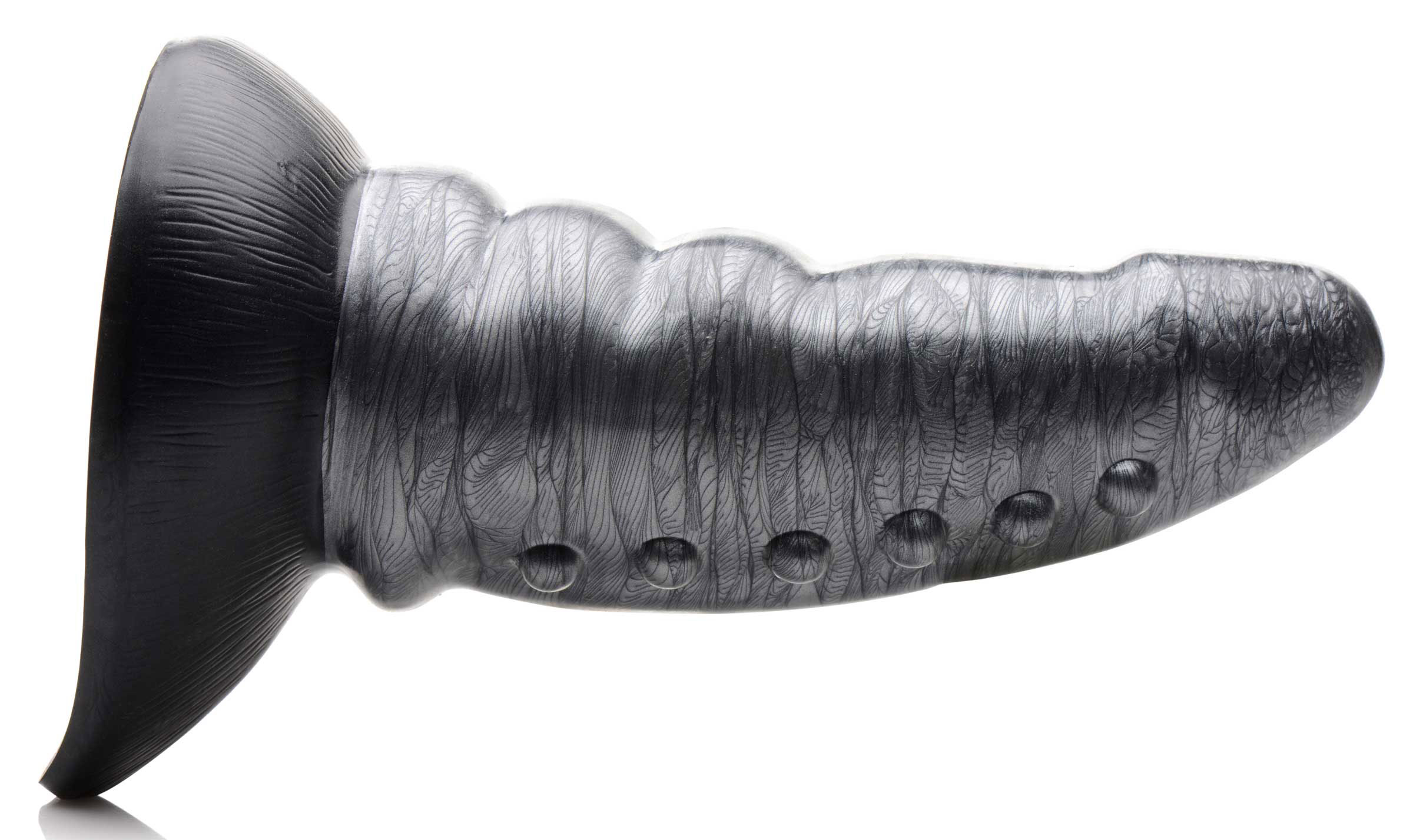 beastly tapered bumpy silicone dildo silver 