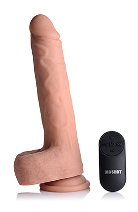 big shot  inch silicone thrusting dildo with balls and remote 