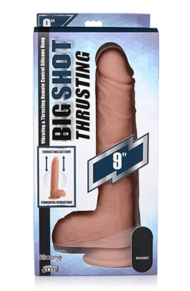 big shot  inch silicone thrusting dildo with balls and remote 