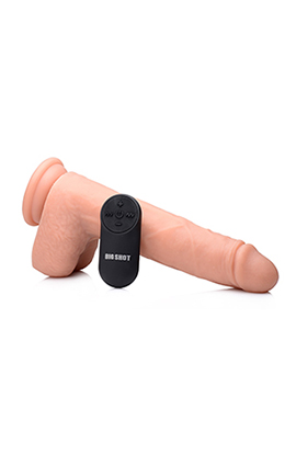 big shot  inch silicone thrusting dildo with balls and remote 