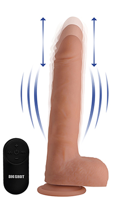 big shot  inch silicone thrusting dildo with balls and remote 