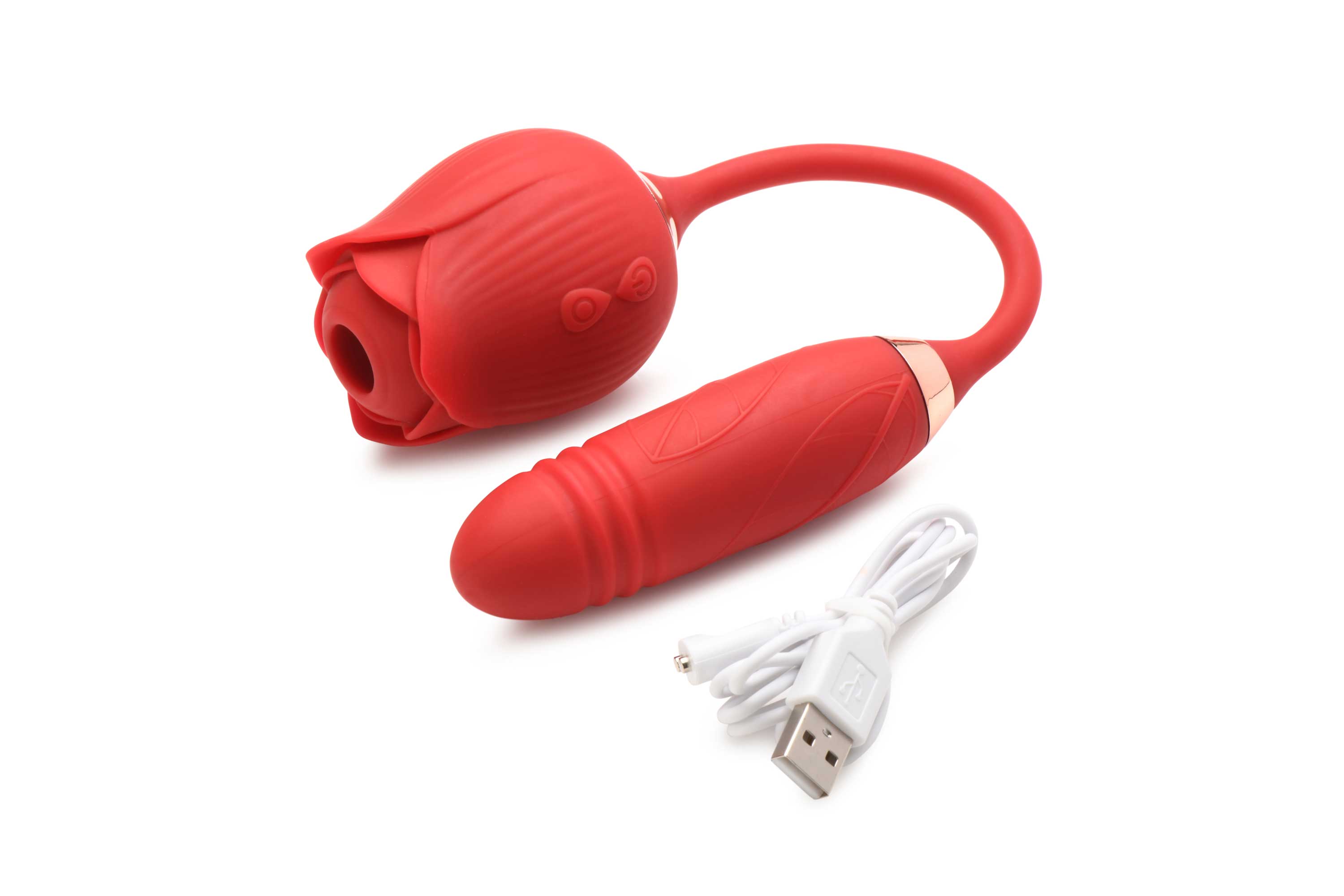 bloomgasm romping rose suction and thrusting  vibrator red 