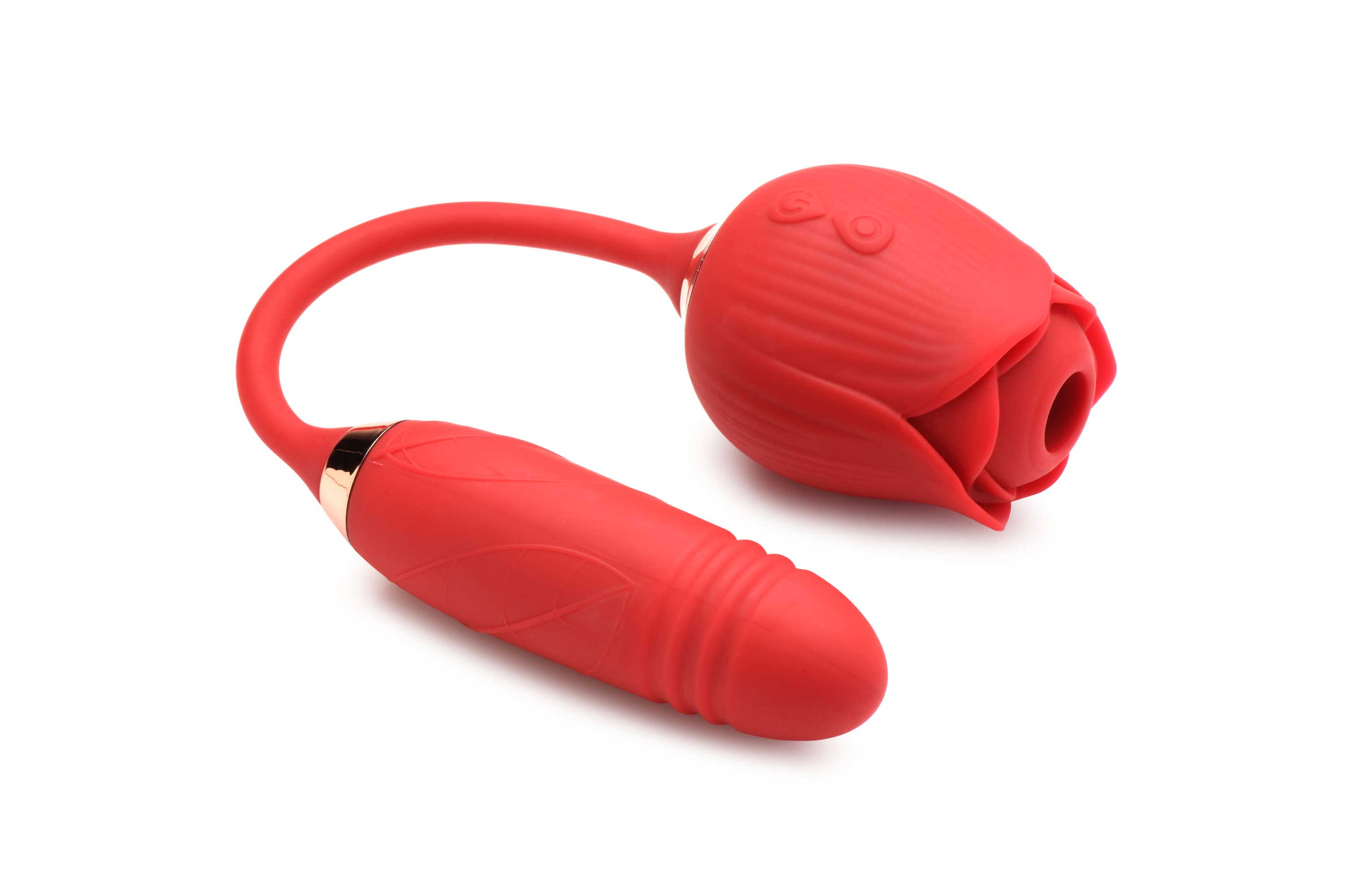 bloomgasm romping rose suction and thrusting  vibrator red 