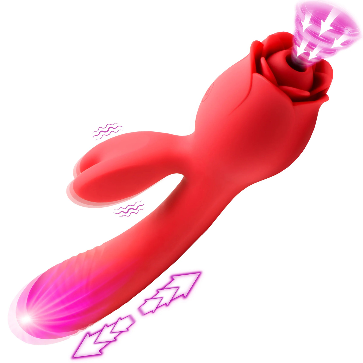 blooming bunny sucking and thrusting silicone  rabbit vibrator red 