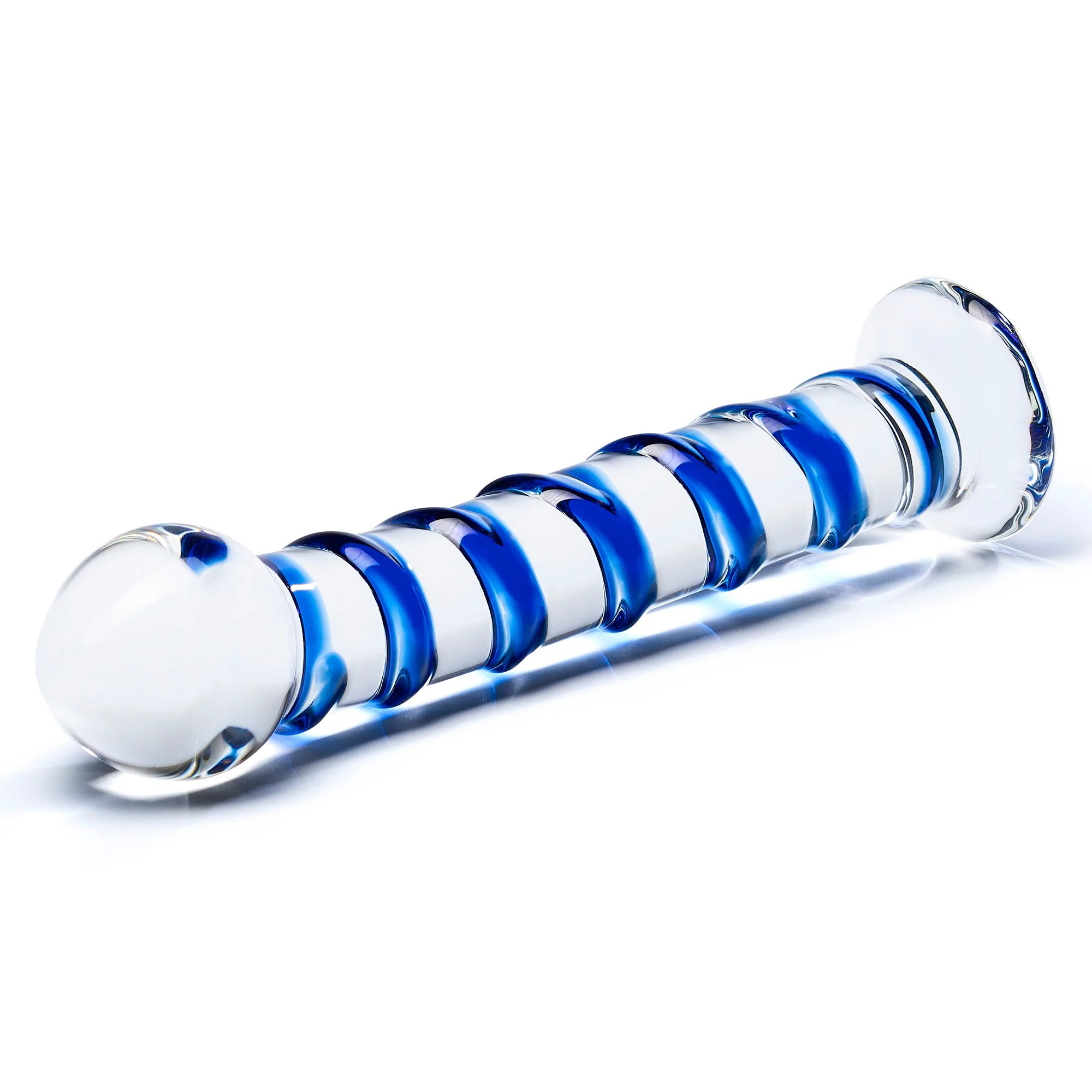 blue spiral glass dildo 