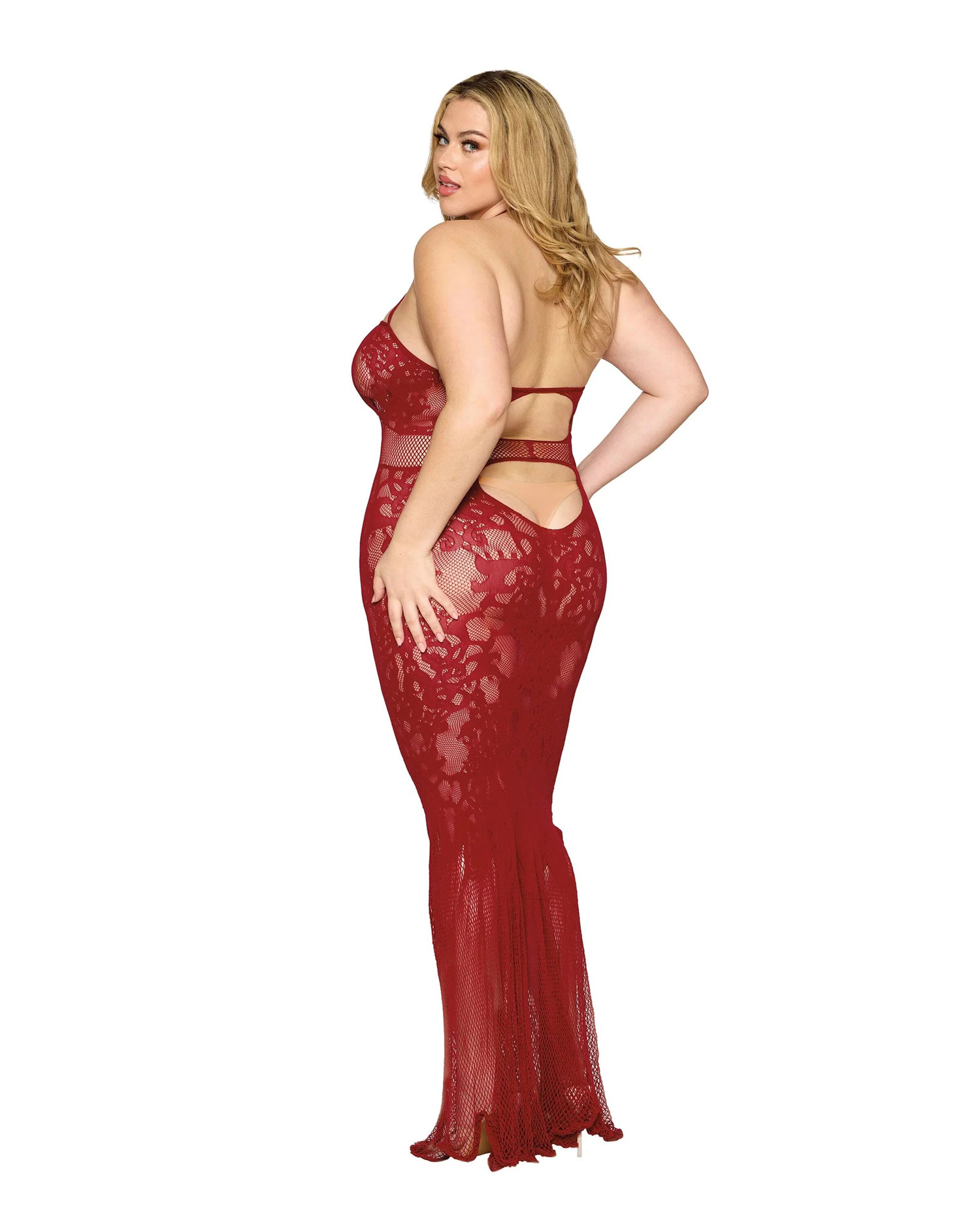 bodystocking gown dmnd one size queen red 