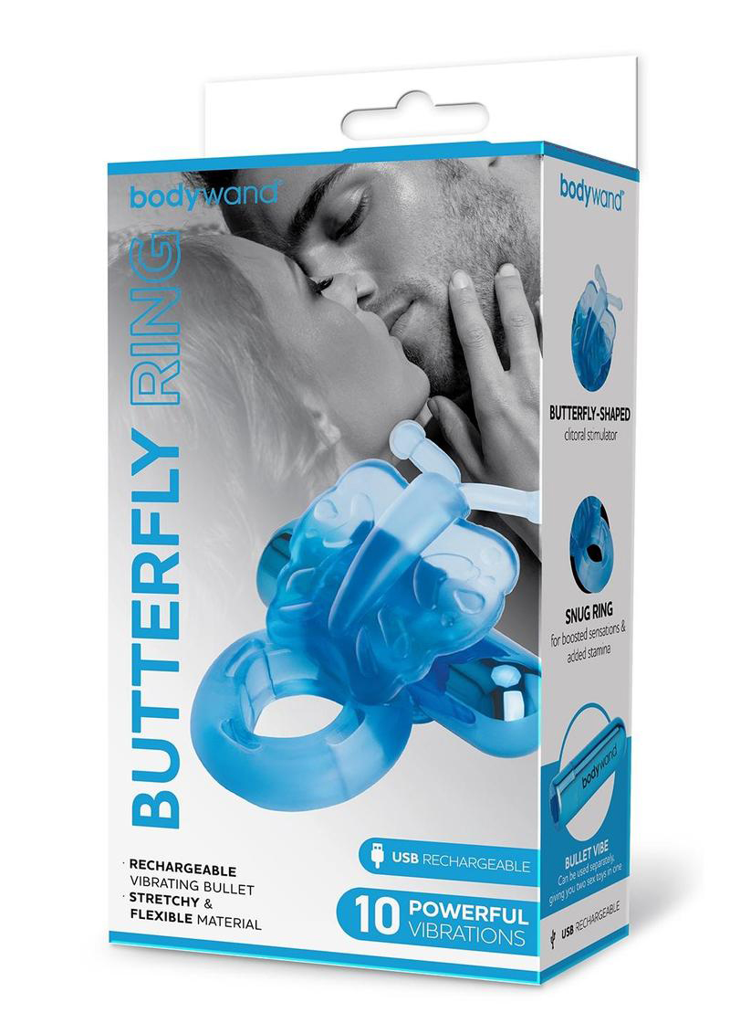 bodywand rechargeable butterfly ring blue 