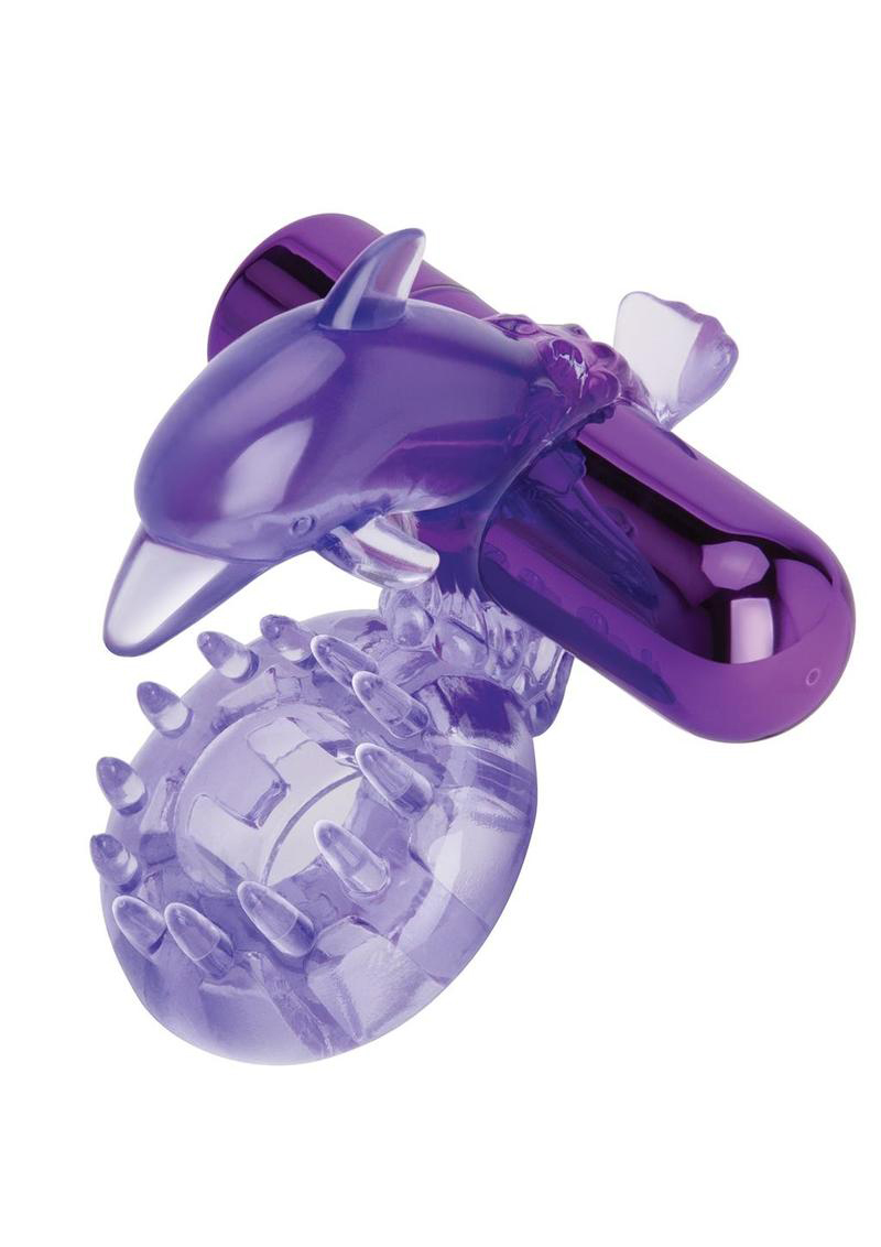 bodywand rechargeable dolphin ring with ticklers purple 