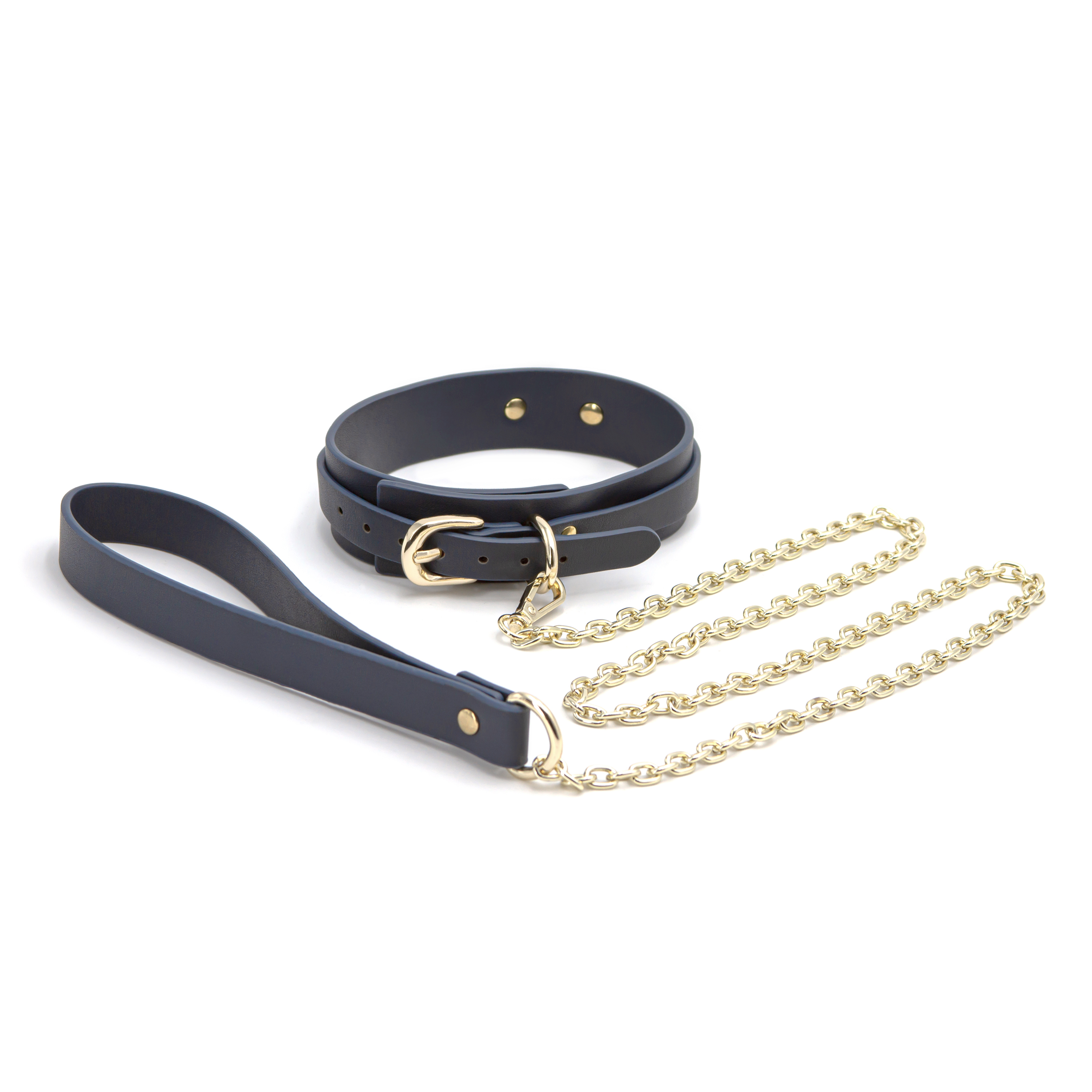 bondage couture collar and leash blue 