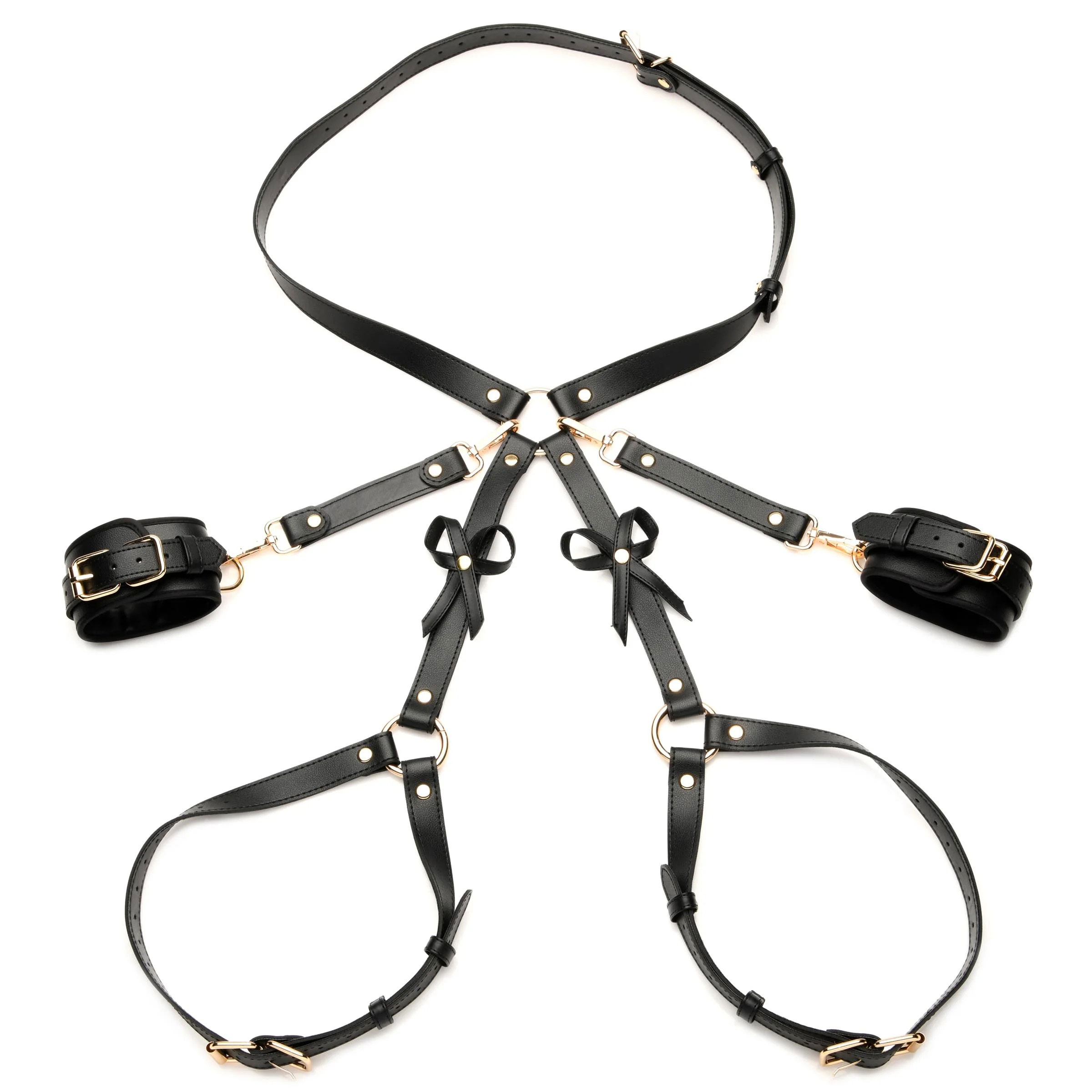 bondage harness with bows mediumlarge black 