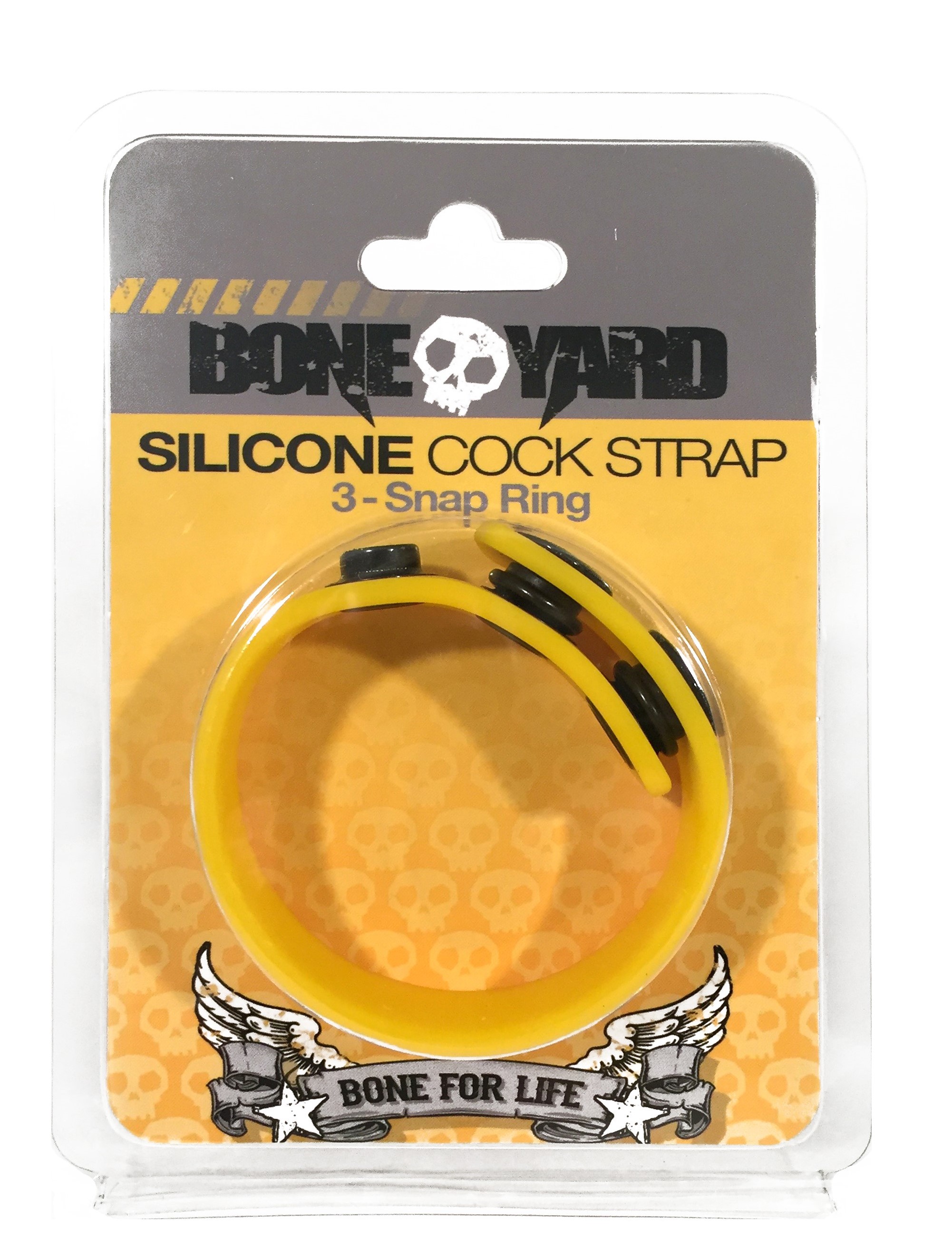 boneyard silicone cock strap  snap ring yellow 
