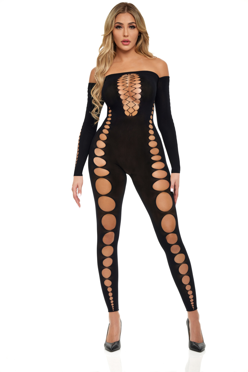 boujee gang bodystocking one size black 