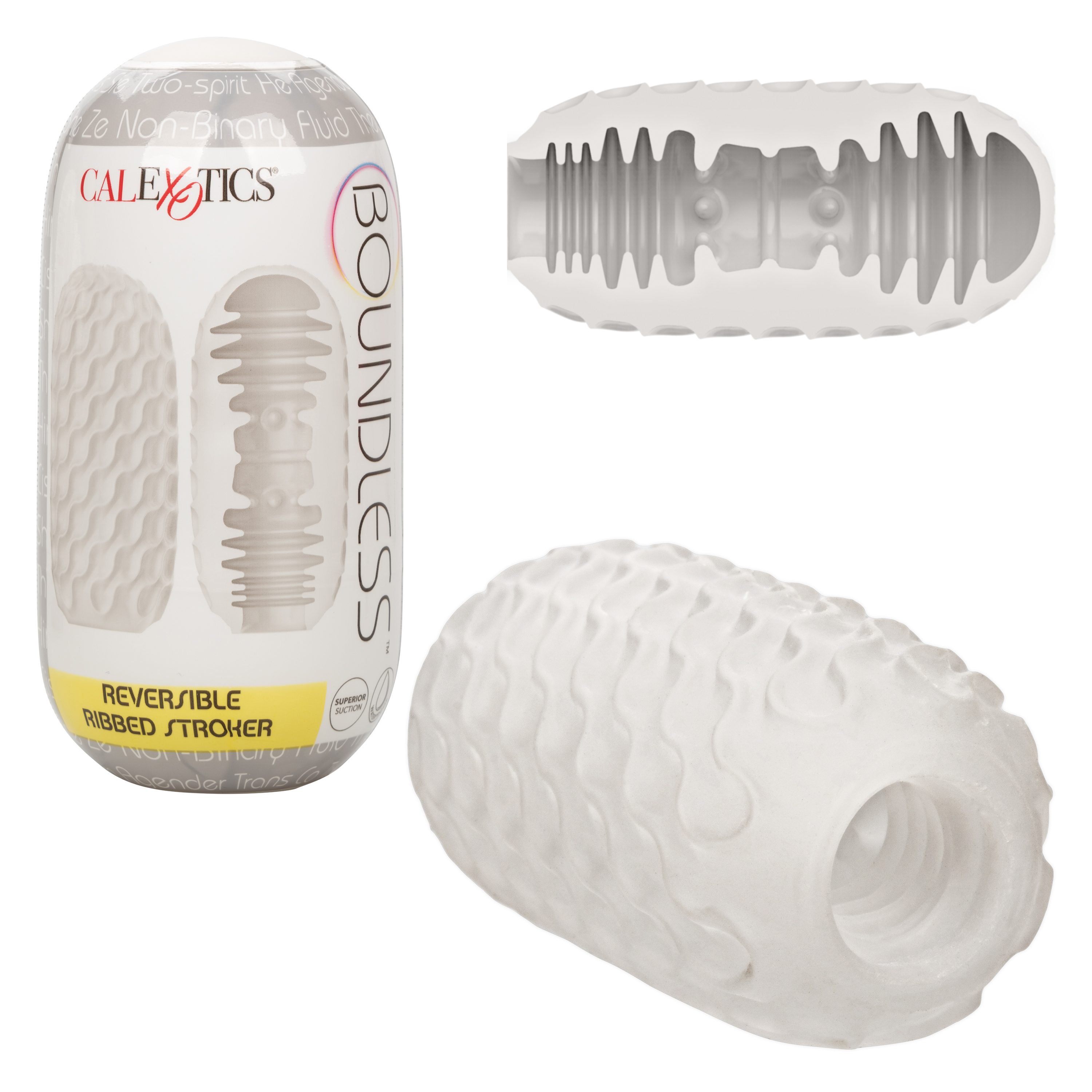 boundless reversible ribbed stroker clear 