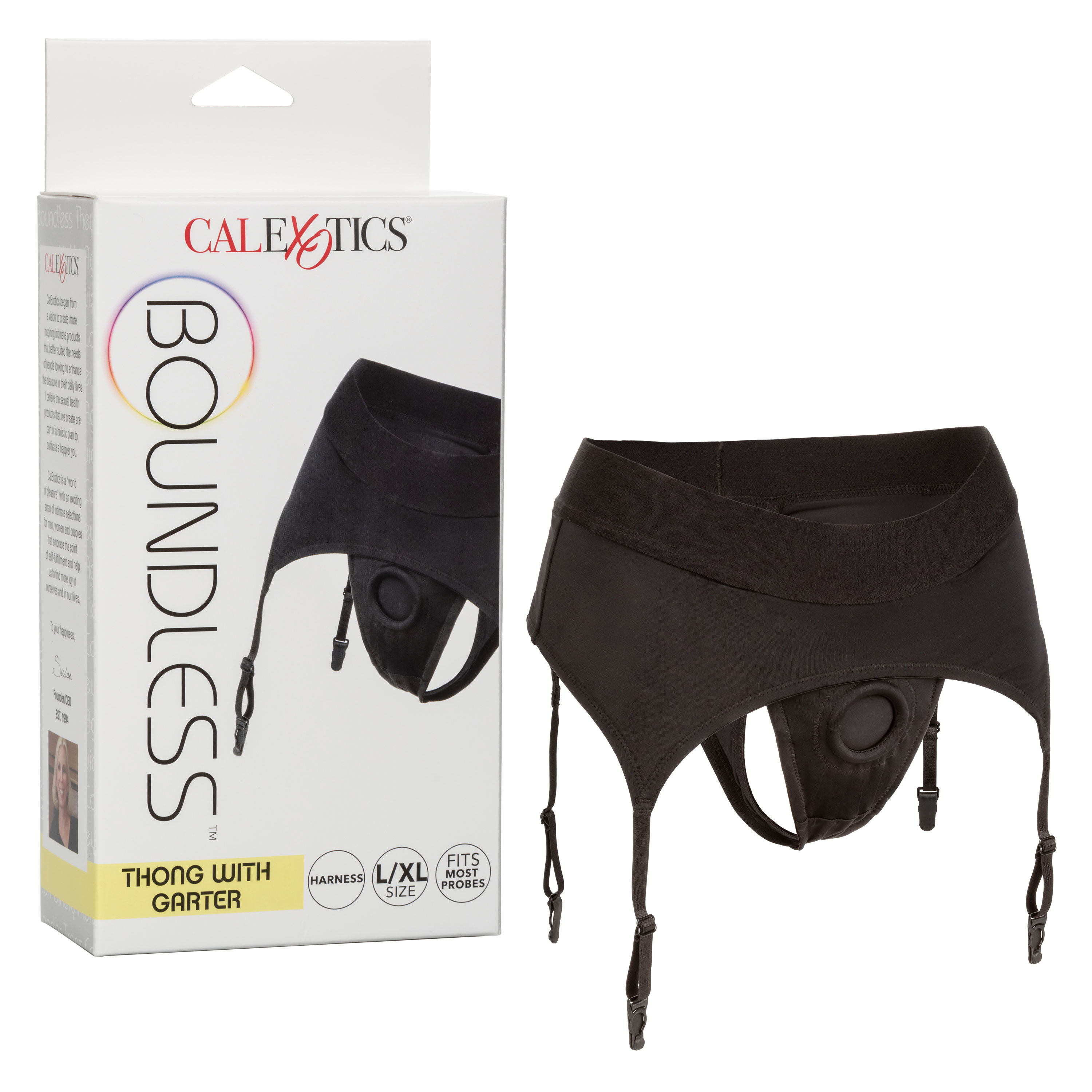 boundless thong with garter lxl black 