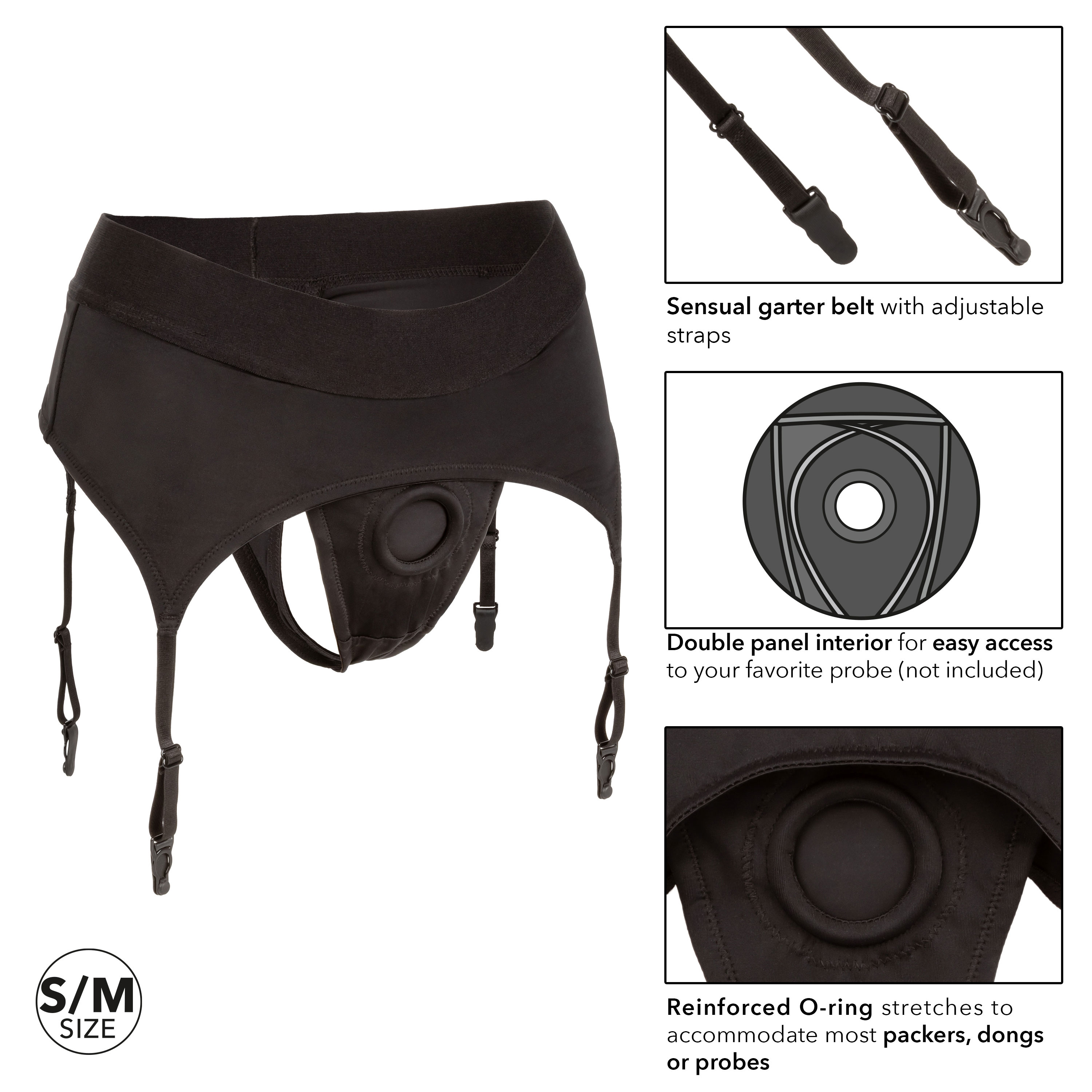 boundless thong with garter sm black 