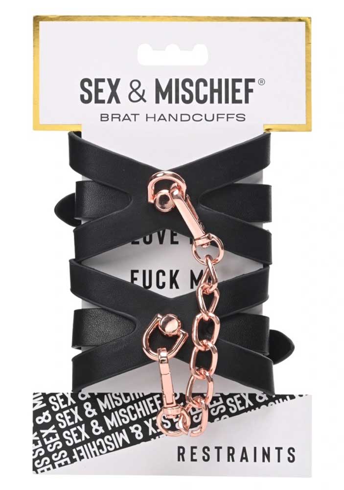 brat handcuffs black rose gold 