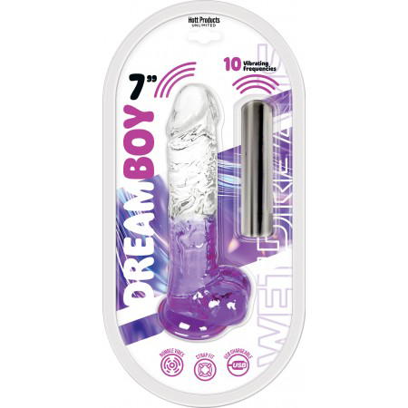 Dream Boy 7 Jelly Vibrator Wet Dreams Clear Purple