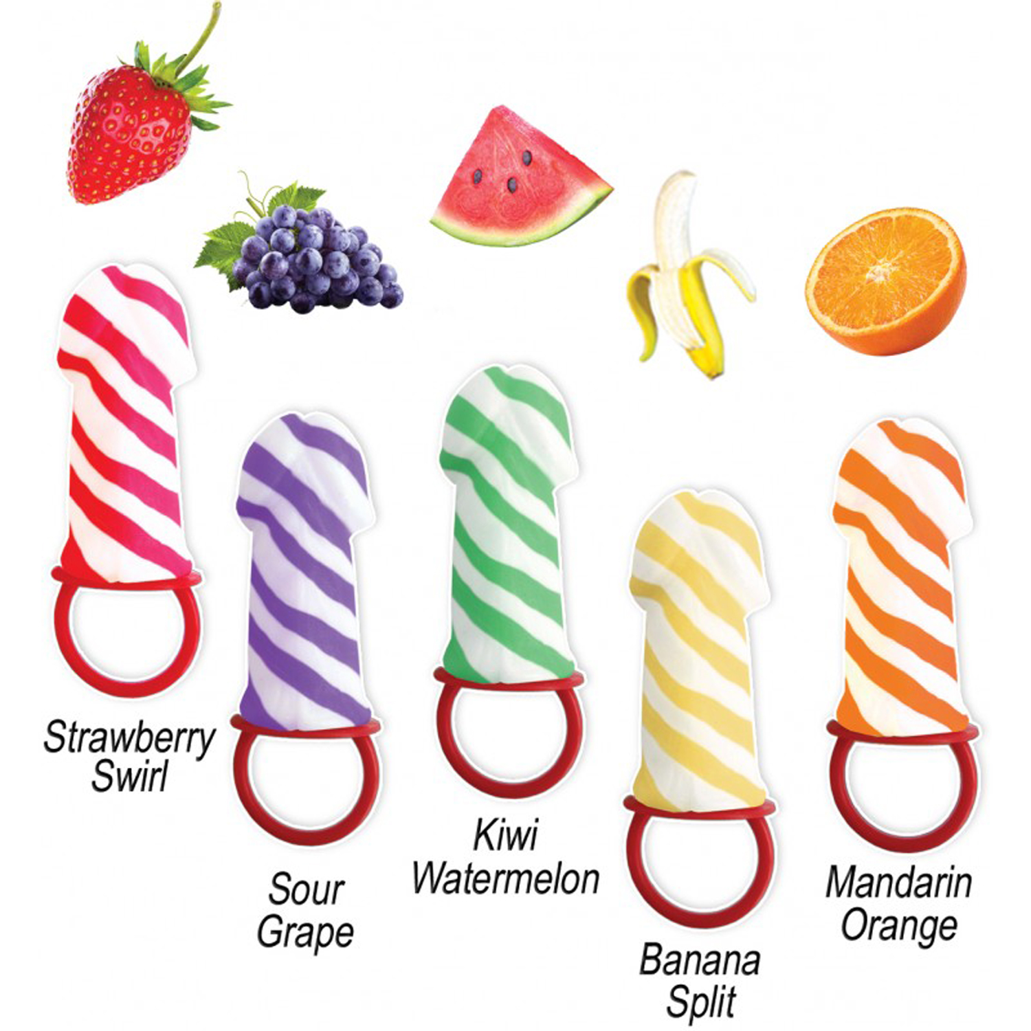 candy stripers pecker candy ring pop pc display  assorted flavors 