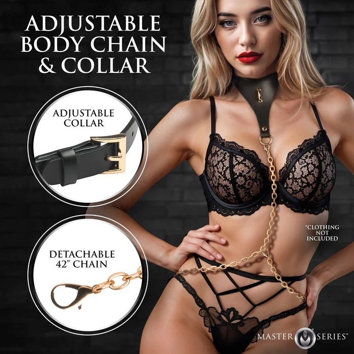 captivate collar with body chain black 
