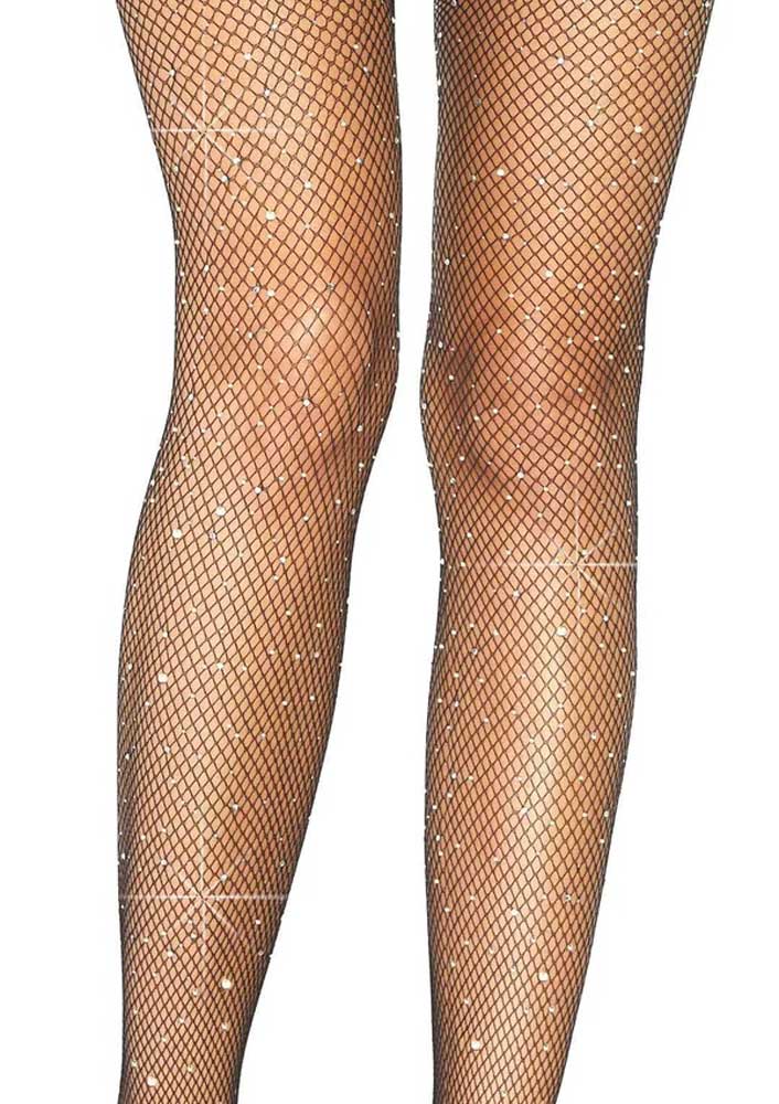 casey rhinestone fishnet suspender pantyhose one size black 