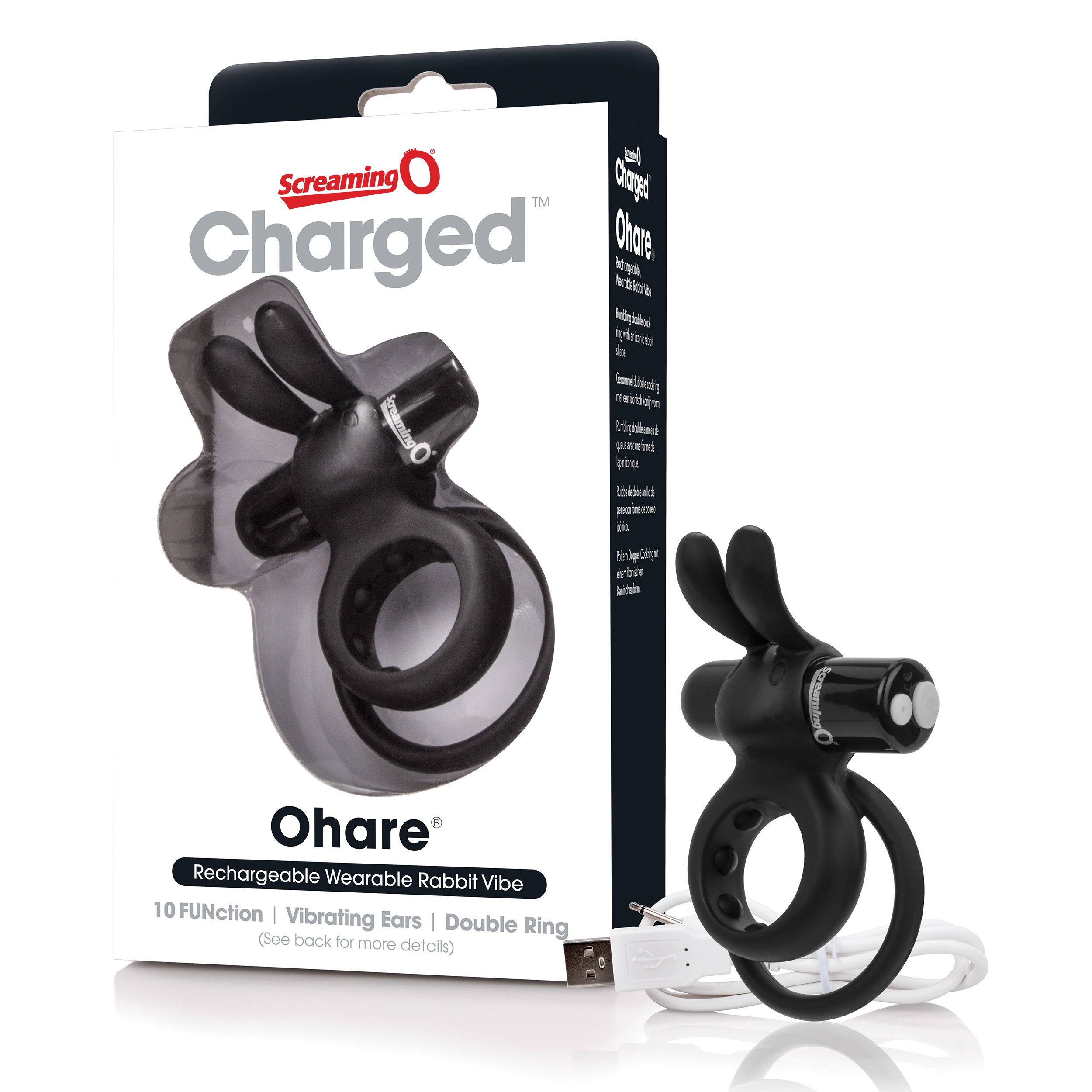 charged ohare rechargeable rabbit vibe black 