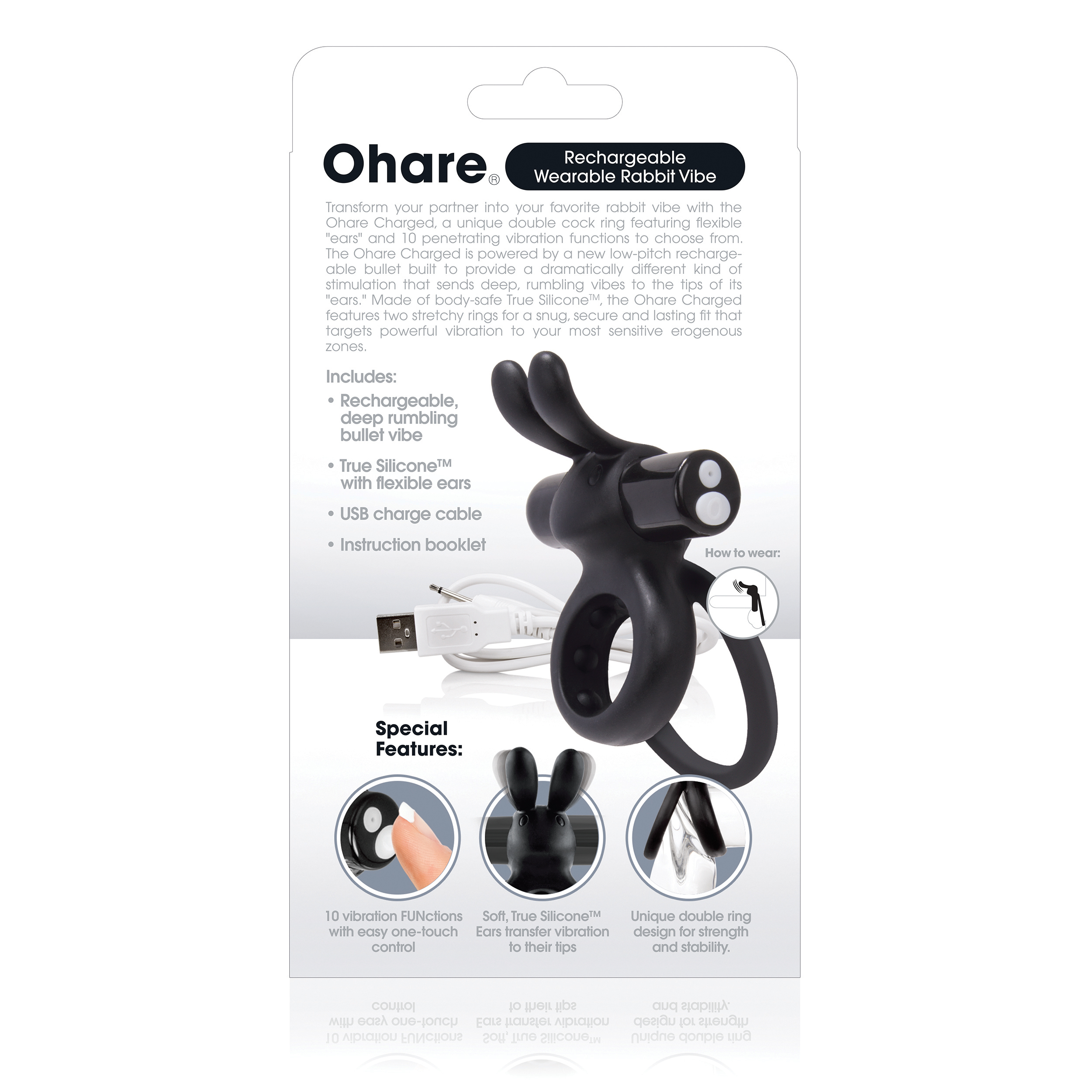 charged ohare rechargeable rabbit vibe black 