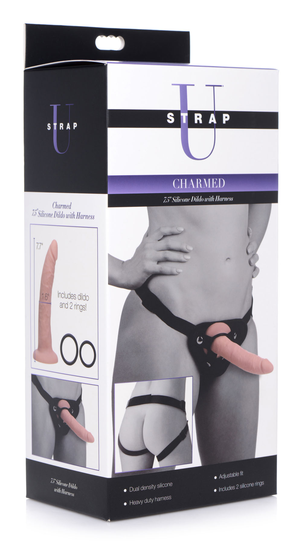 charmed . inch silicone dildo with harness 