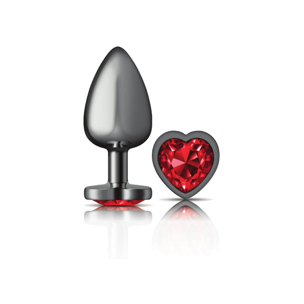 cheeky charms gunmetal metal butt plug  heart dark red large 